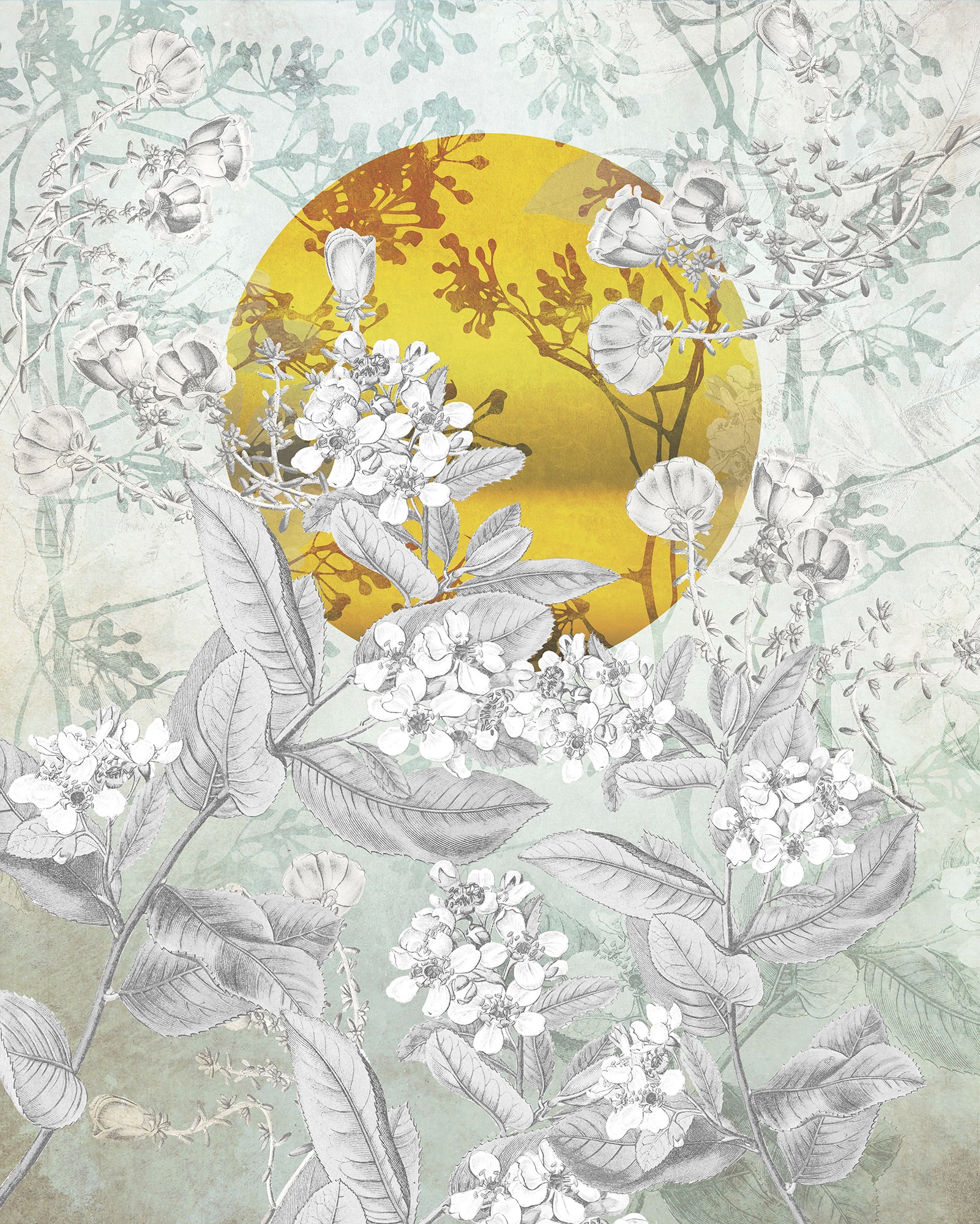 Komar Fototapete »Karma«, bedruckt-floral-Gold-Optik
