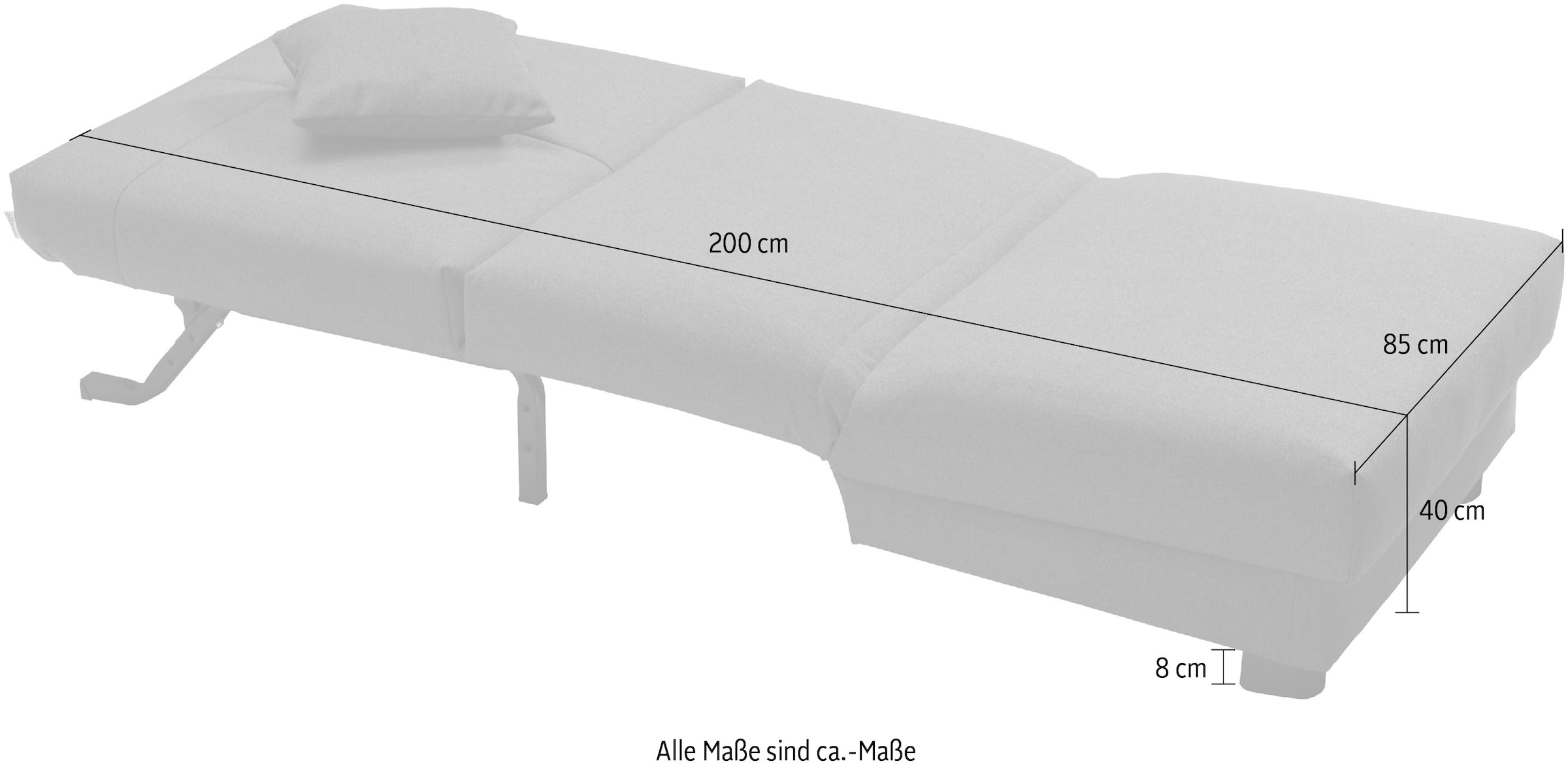 ell + ell Schlafsofa »Enny« Liegefläche Breite 80 cm, Liegehöhe 40 cm, Füße schwarz, Rückenlehne