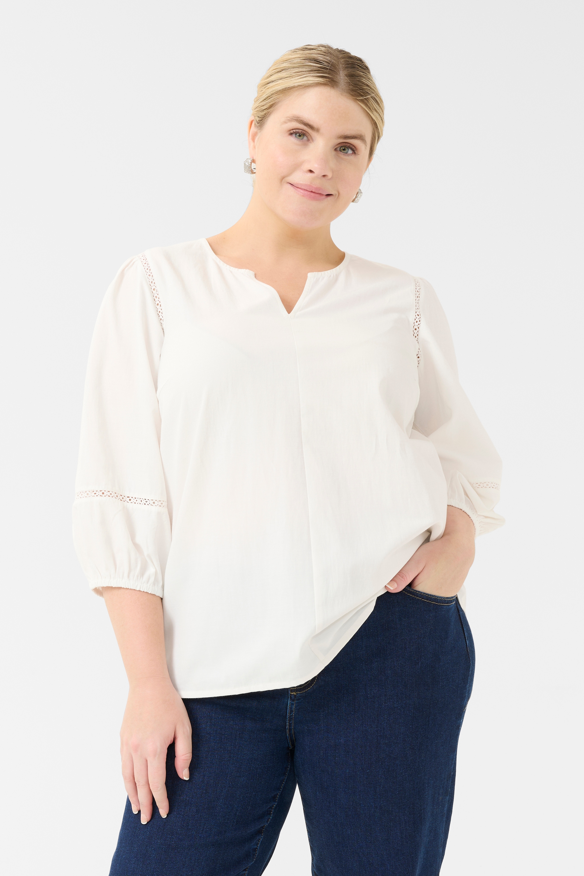 KAFFE Curve Langarmbluse »Damen Bluse langarm KClilje«