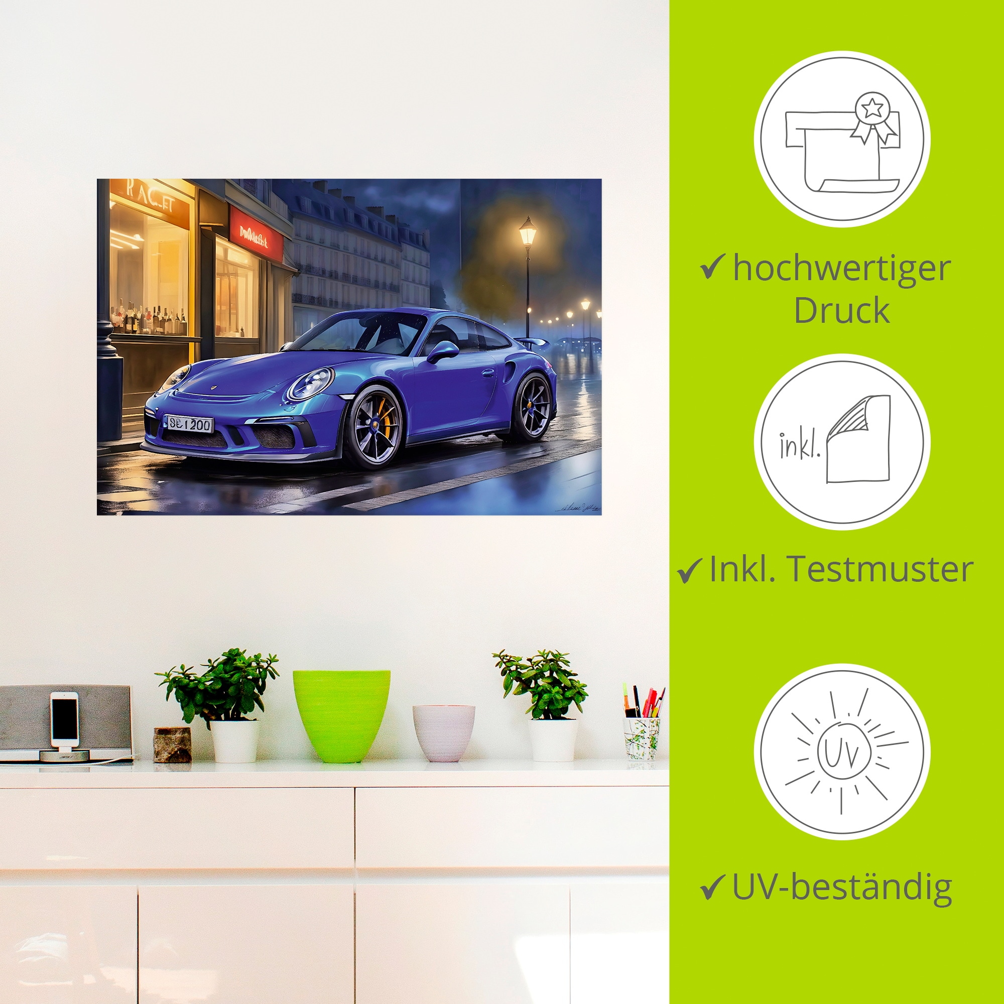 Artland Wandbild »Porsch urban« Auto 1 Stk. tlg. als Alubild, Leinwandbild, Poster, Wandaufkleber in verschied. Größen