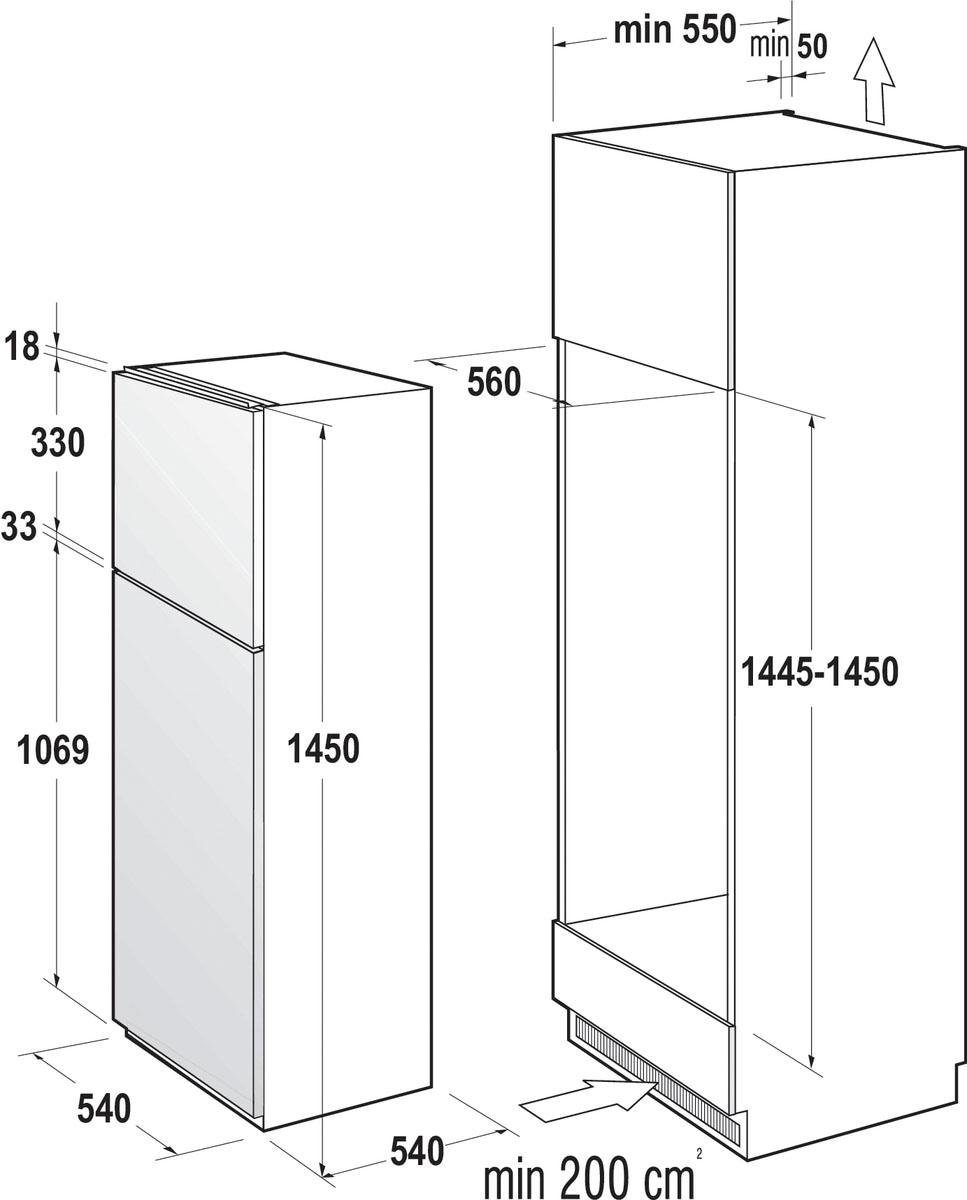GORENJE Einbaukühlgefrierkombination »RFI4152P1«, RFI4152P1, 145 cm hoch, 54 cm breit