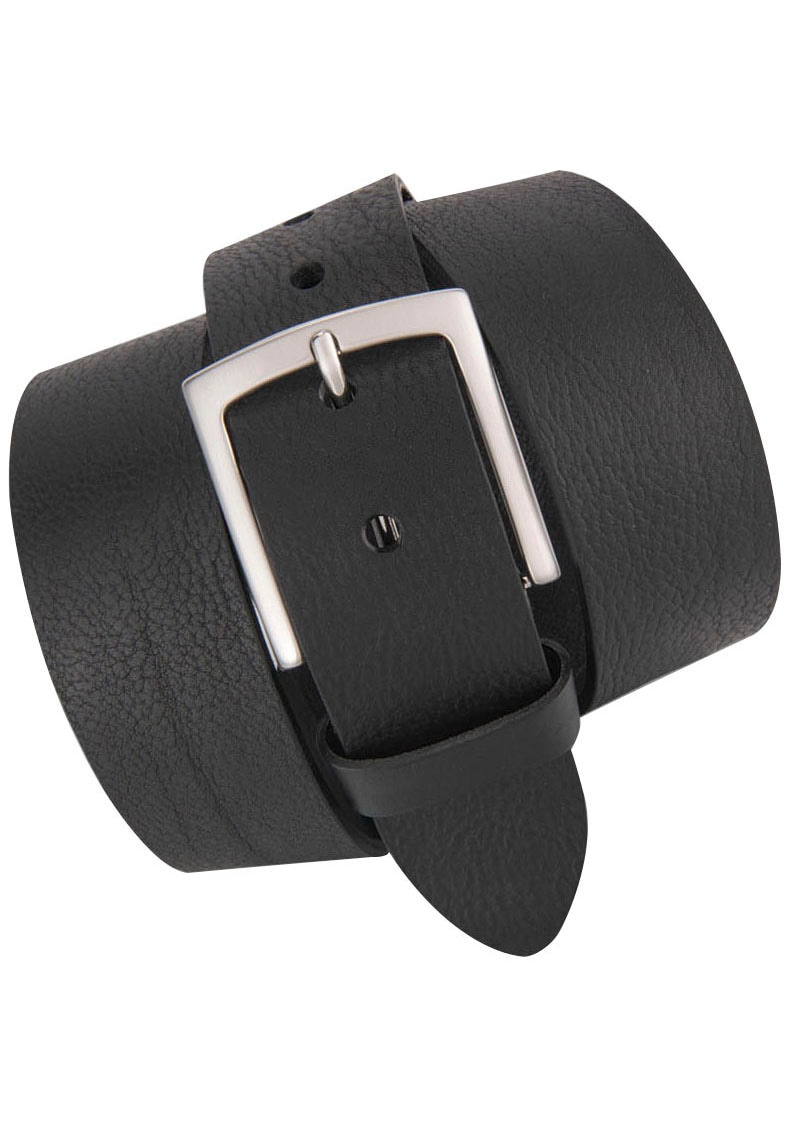 Bernd Götz Herren Ledergürtel mit silberfarbener Schließe in schwarz, Größe 11,5