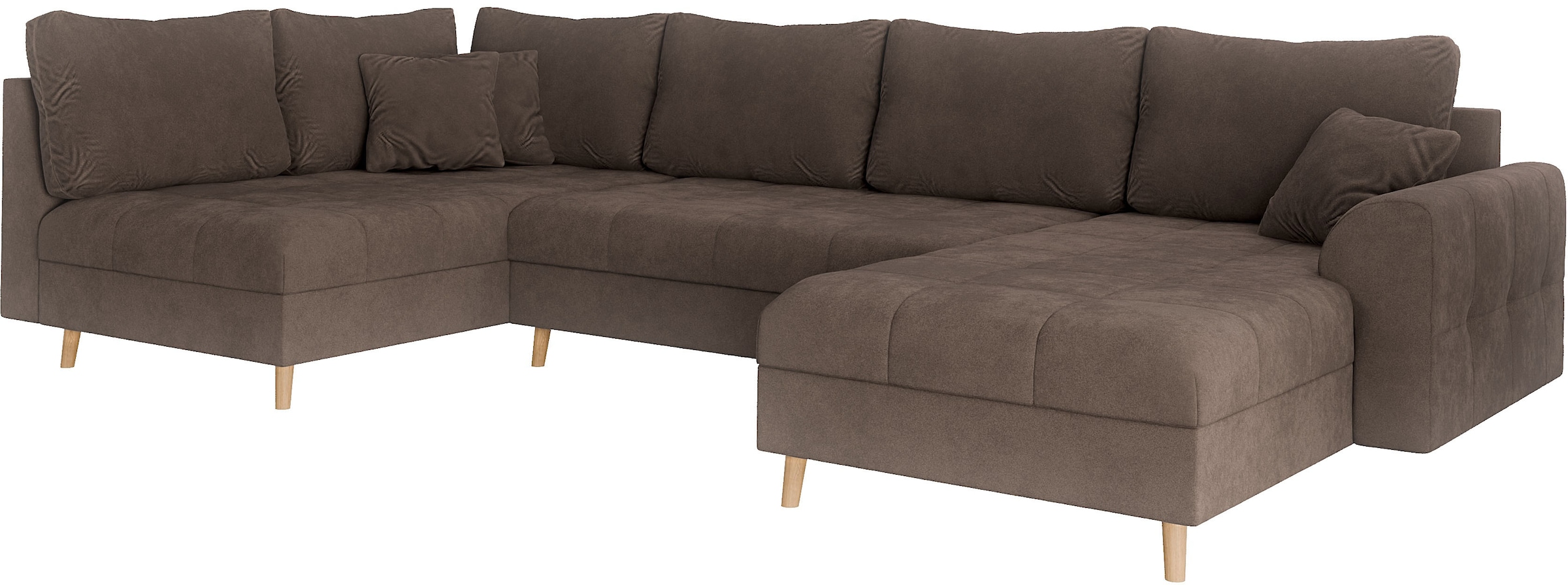 Home affaire Wohnlandschaft »CHARRE U-Form mit Ottomane, Maße B/T/H: 310/161/81 cm« feine Steppung, lose Rücken- und Zierkissen, auch in Cord und Bouclé