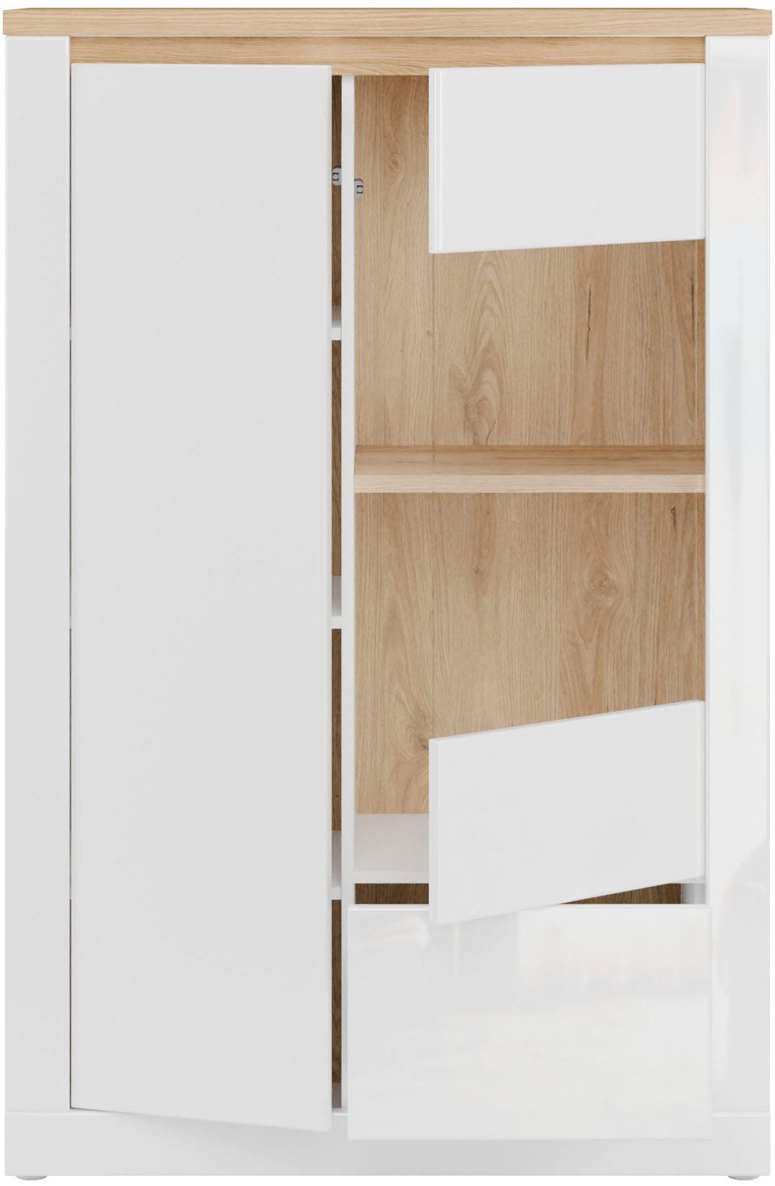 FORTE Highboard »Highboard 1T/1SK/1GT« B/H/T 96,4/147,4/41,6 cm, Front glänzend, Glas