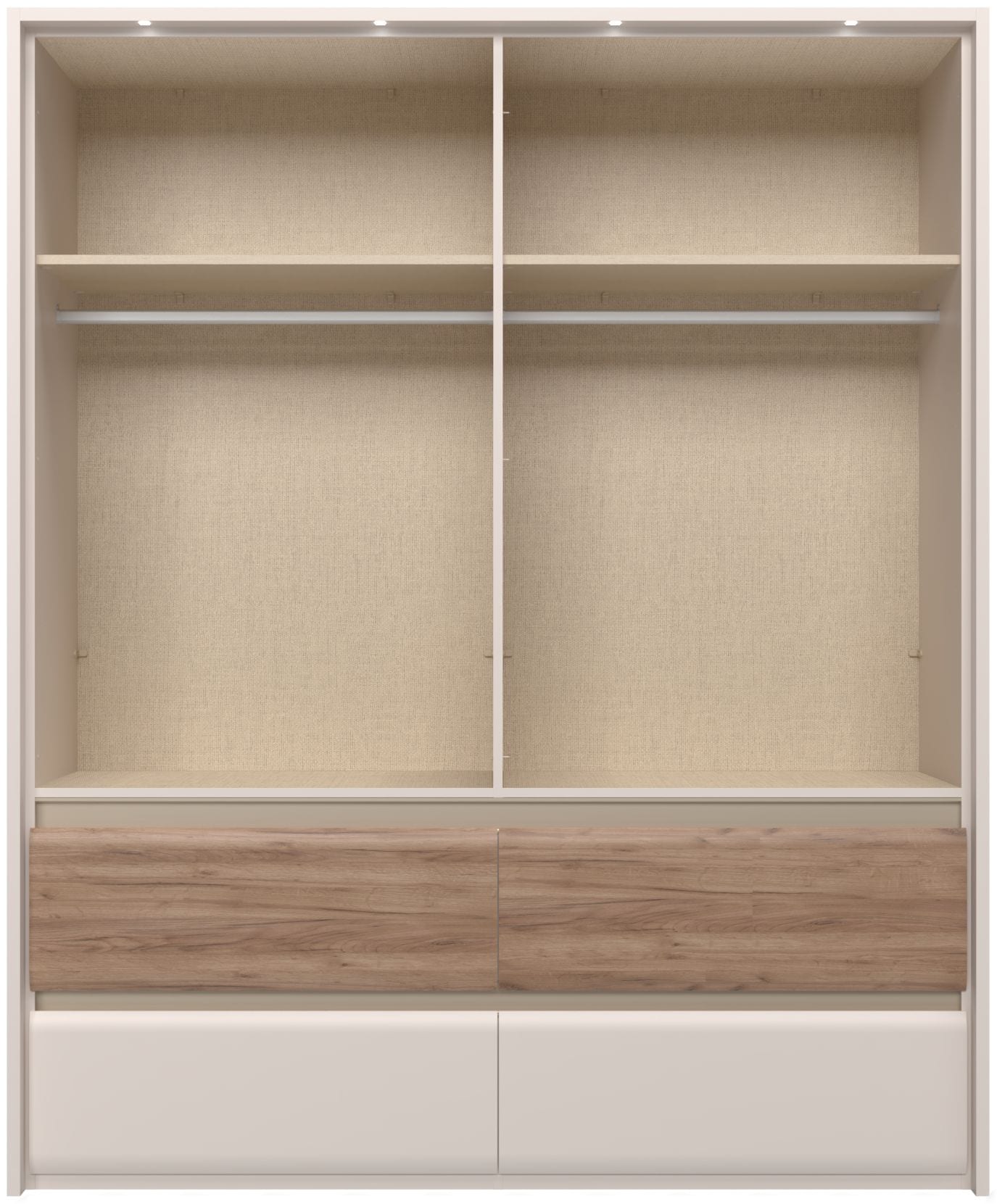 Places of Style Kleiderschrank »Invictus, UV lackiert, FSC-zertifiziert, grifflose Optik«, (abgerundete Schubladen aus MDF im Holzdekor, soft-close), mit Beleuchtung, Türen komplett verspiegelt, hoher Schrank (226cm)