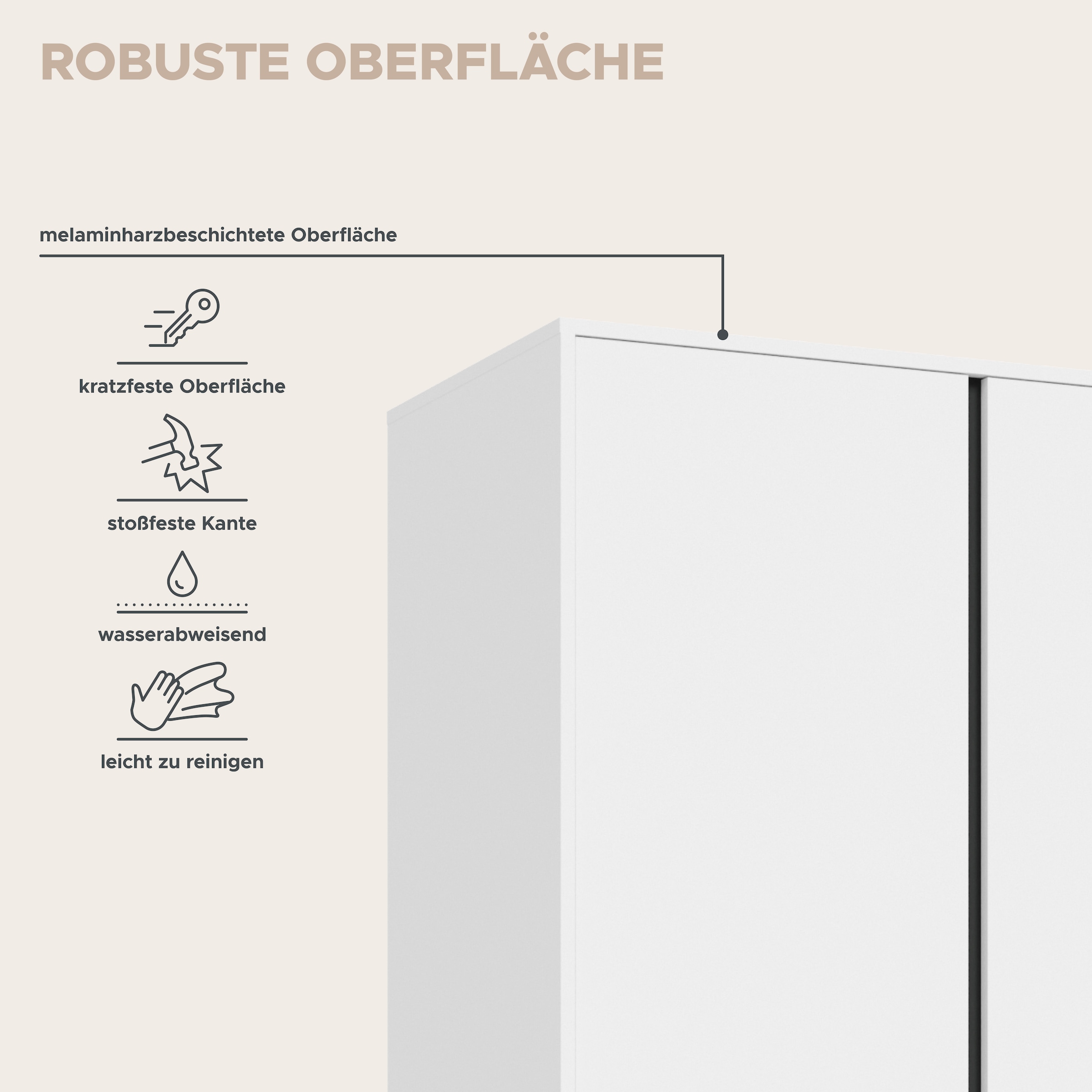 Home affaire Kleiderschrank »NULA, Schlafzimmerschrank, Garderobe, Schrank« in verschiedenen Ausführungen und Farben erhältlich, 1 Stk. tlg. 3 Türen, 2 Schubkästen, 1 E-Boden, 5 K-Böden, 1 Kleiderstange