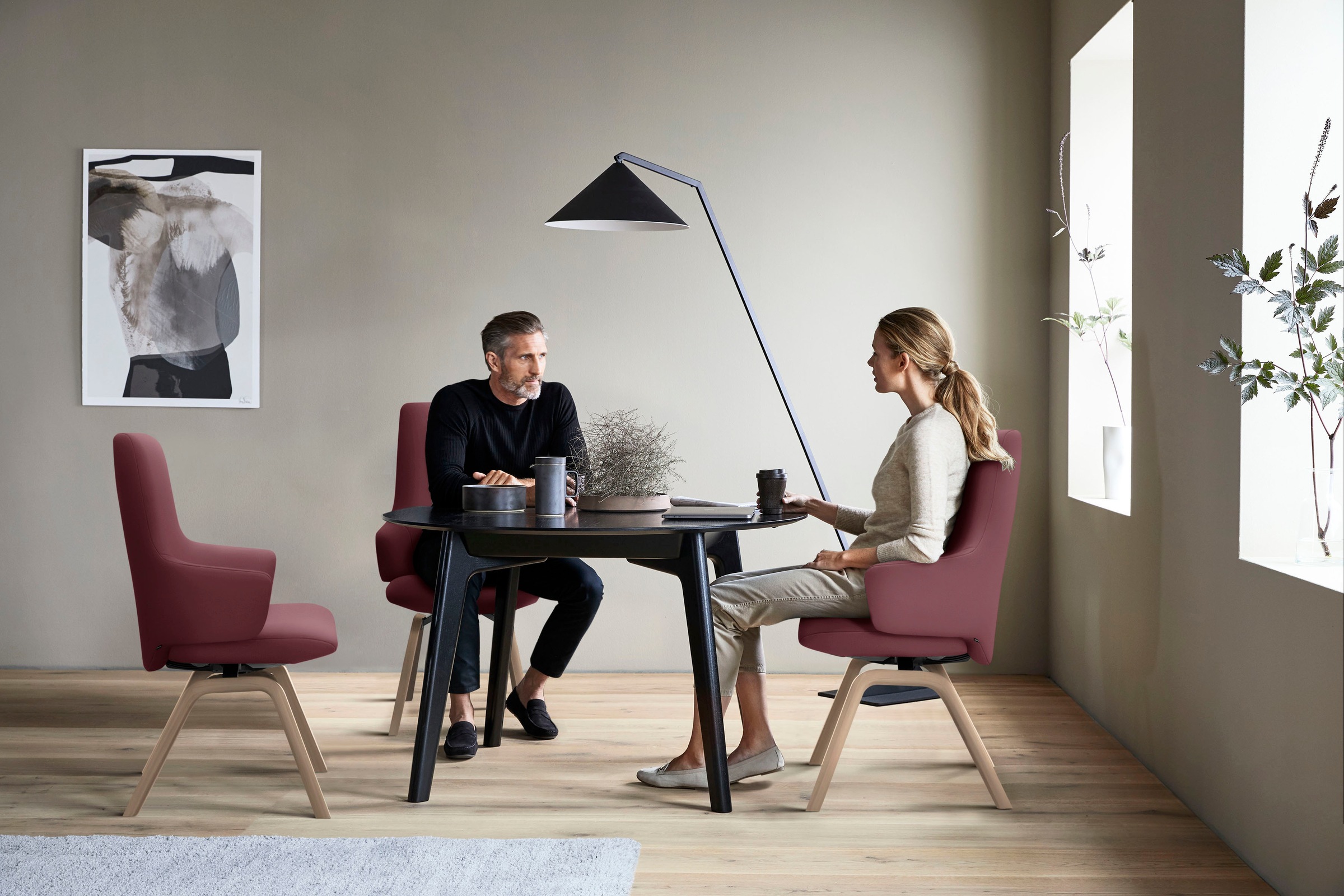 Stressless® Polsterstuhl »Laurel«, Leder BATICK, High Back mit Armlehne, Größe L, mit schräggestellten Beinen