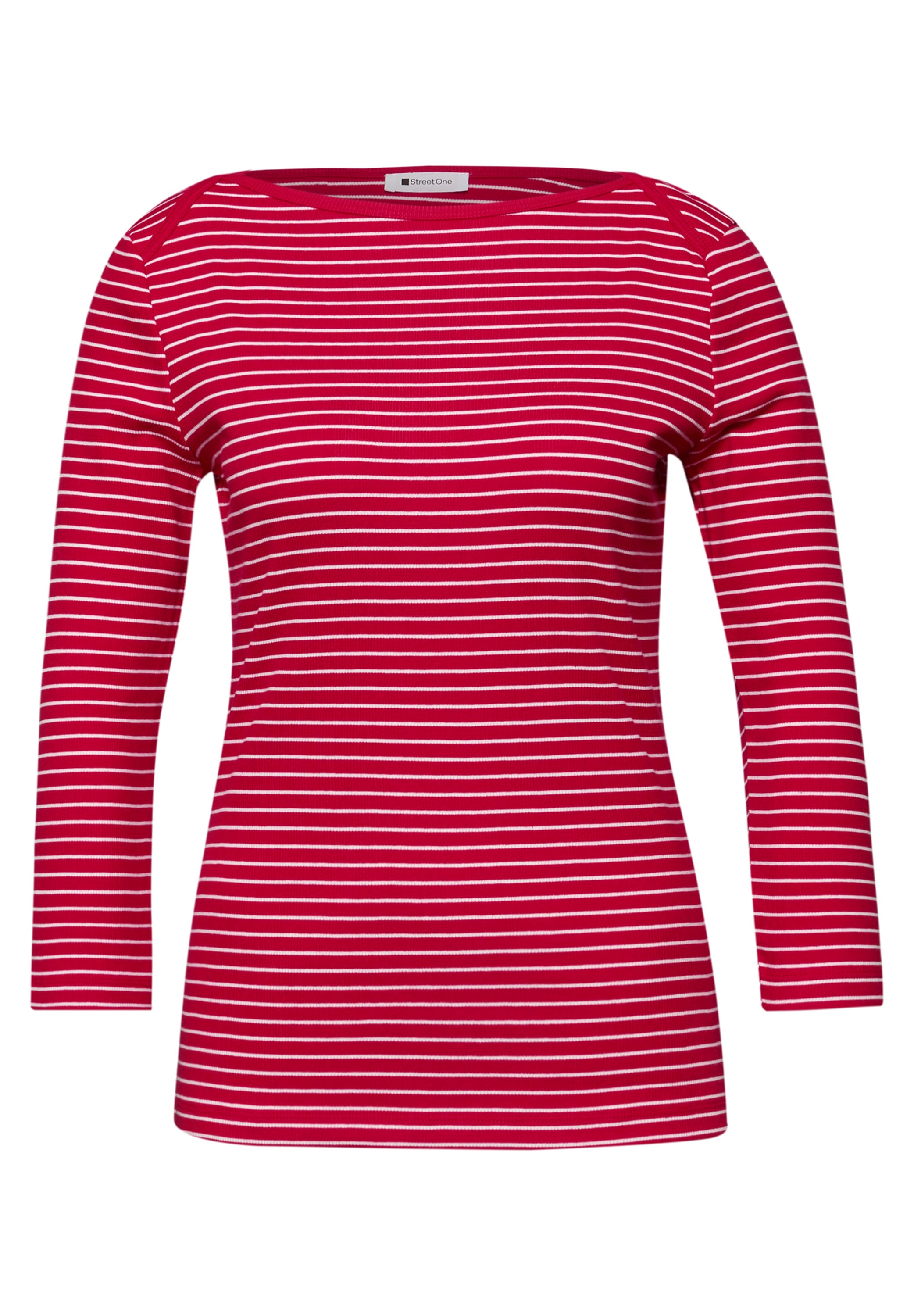 STREET ONE 3/4-Arm-Shirt mit Streifen und in Ripp-Qualität