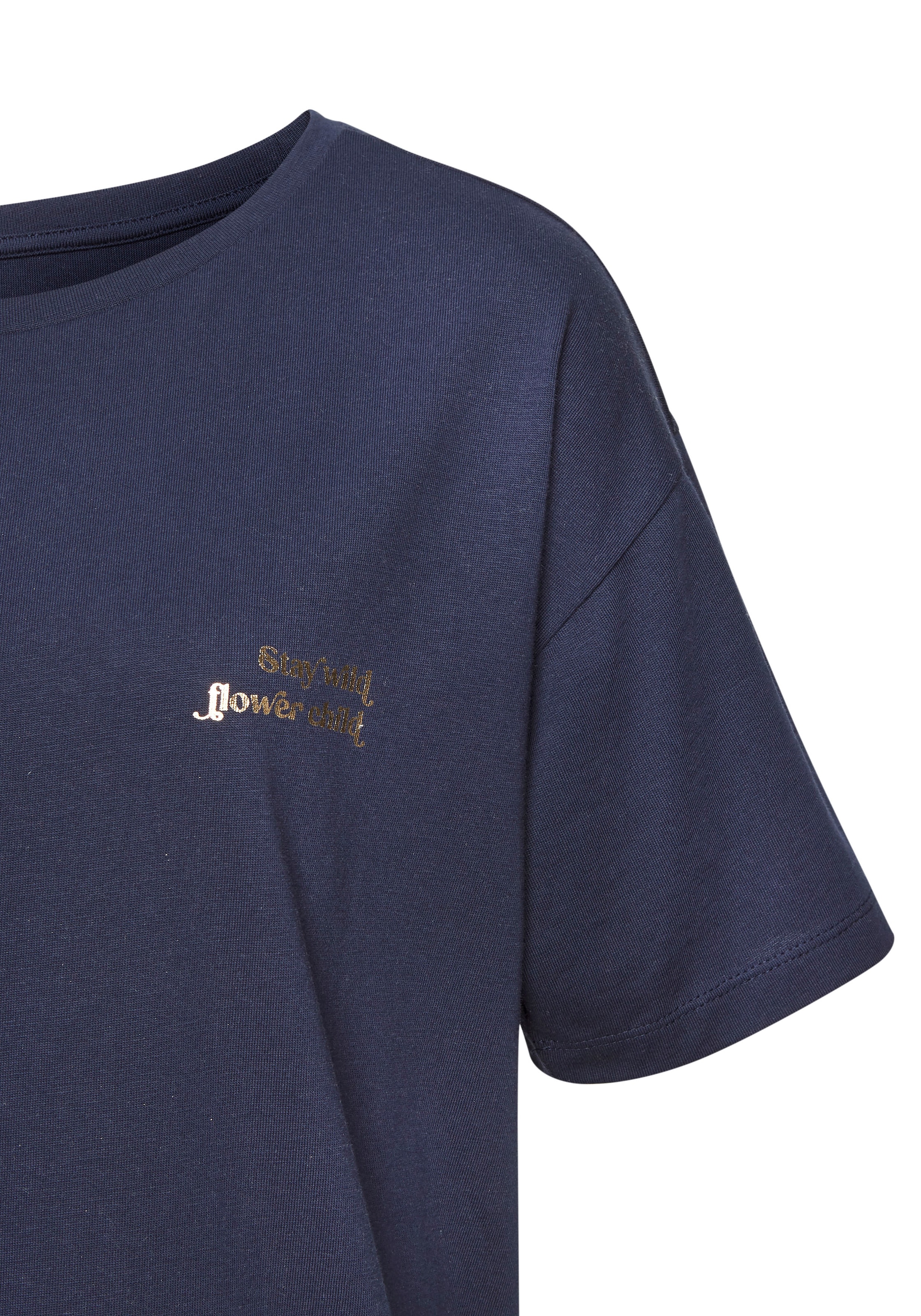 LASCANA T-Shirt mit tollen glänzenden Foliendruck, Loungewear