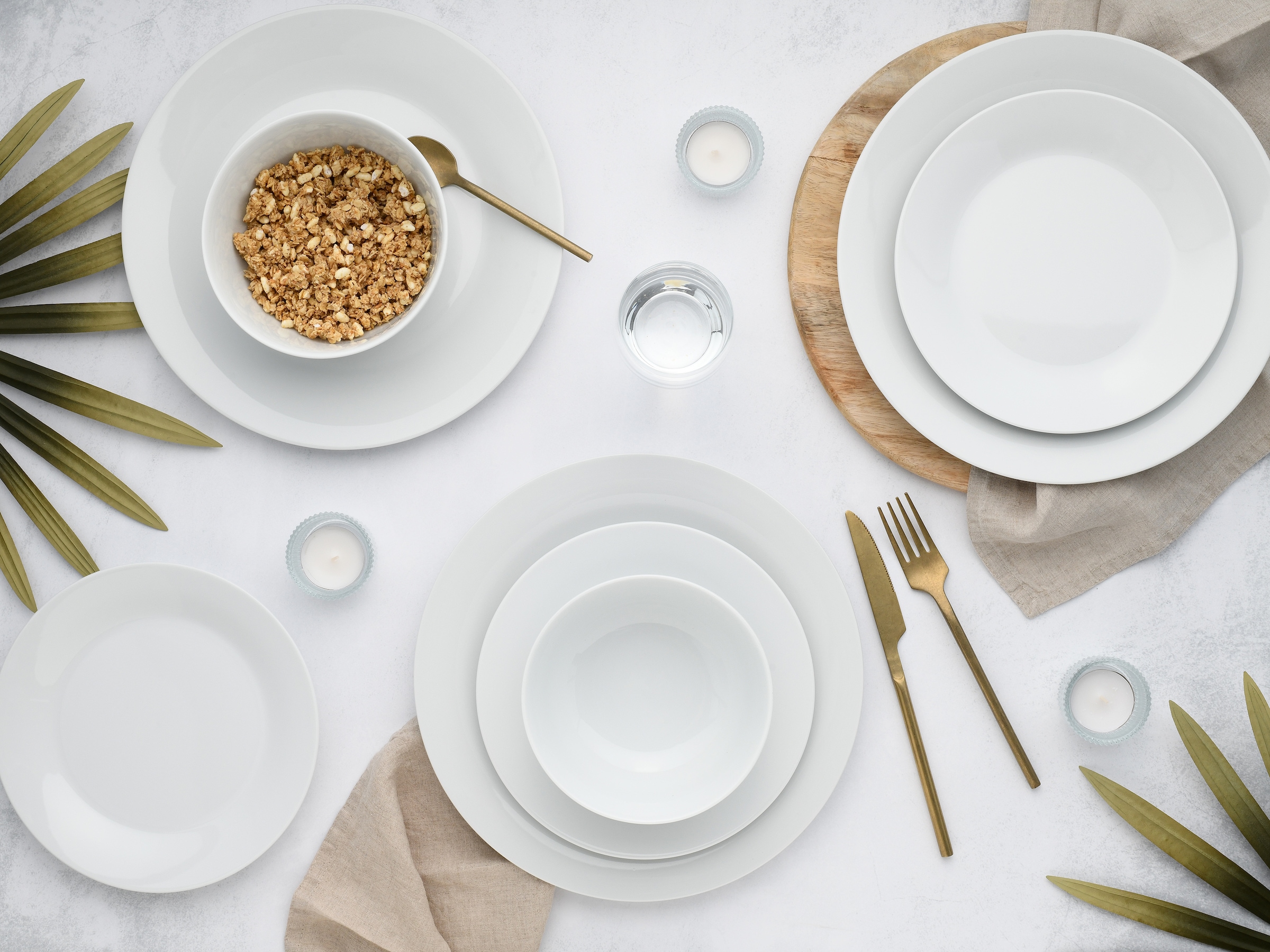 CreaTable Teller-Set »BASE Weiß, Tellerset 18-tlg.« Klassisch, Zeitlos, Der Alleskönner