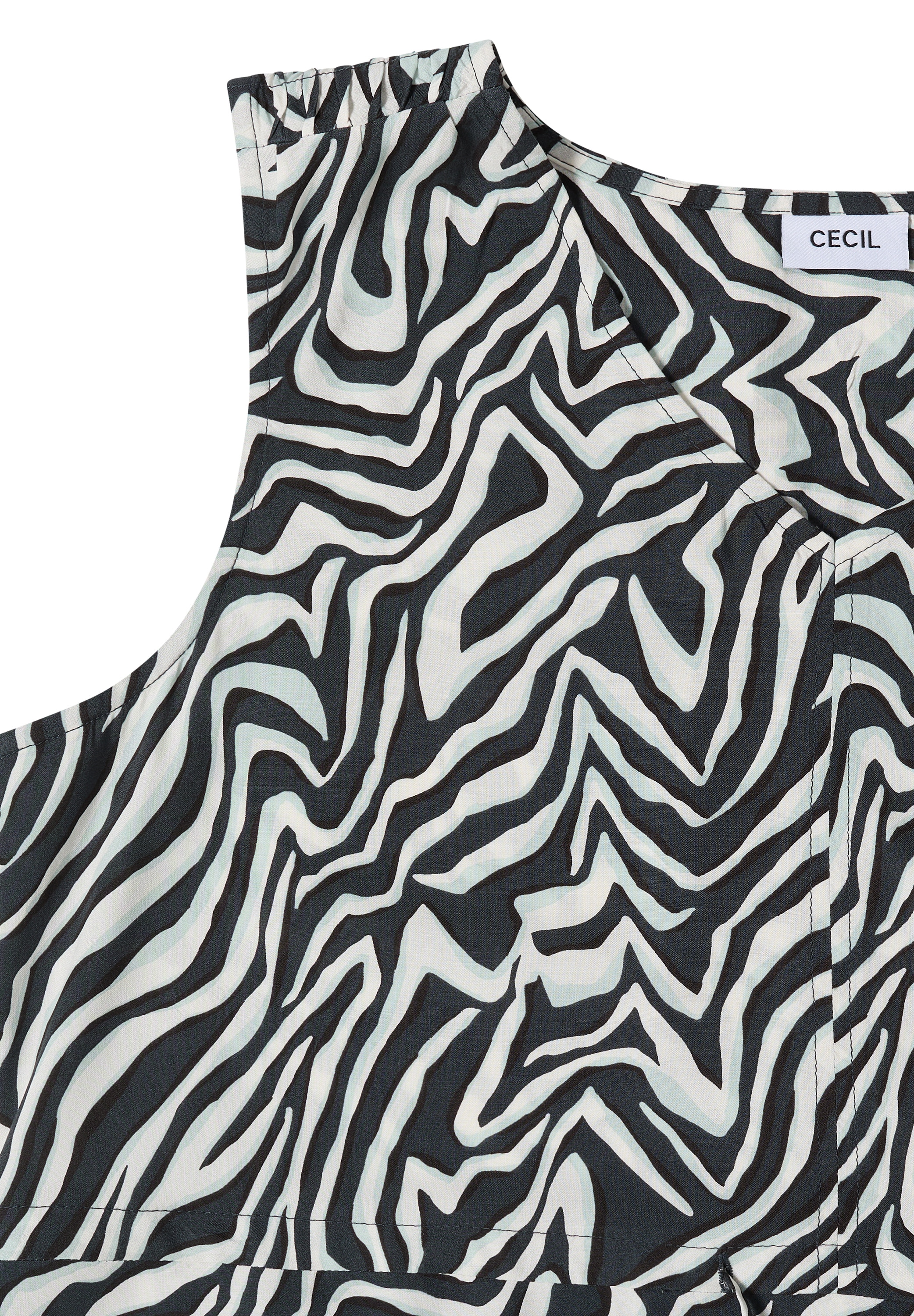 Cecil Midikleid V-Ausschnitt, abstrahierter Zebraprint, V-Ausschnitt, Sommerkleid