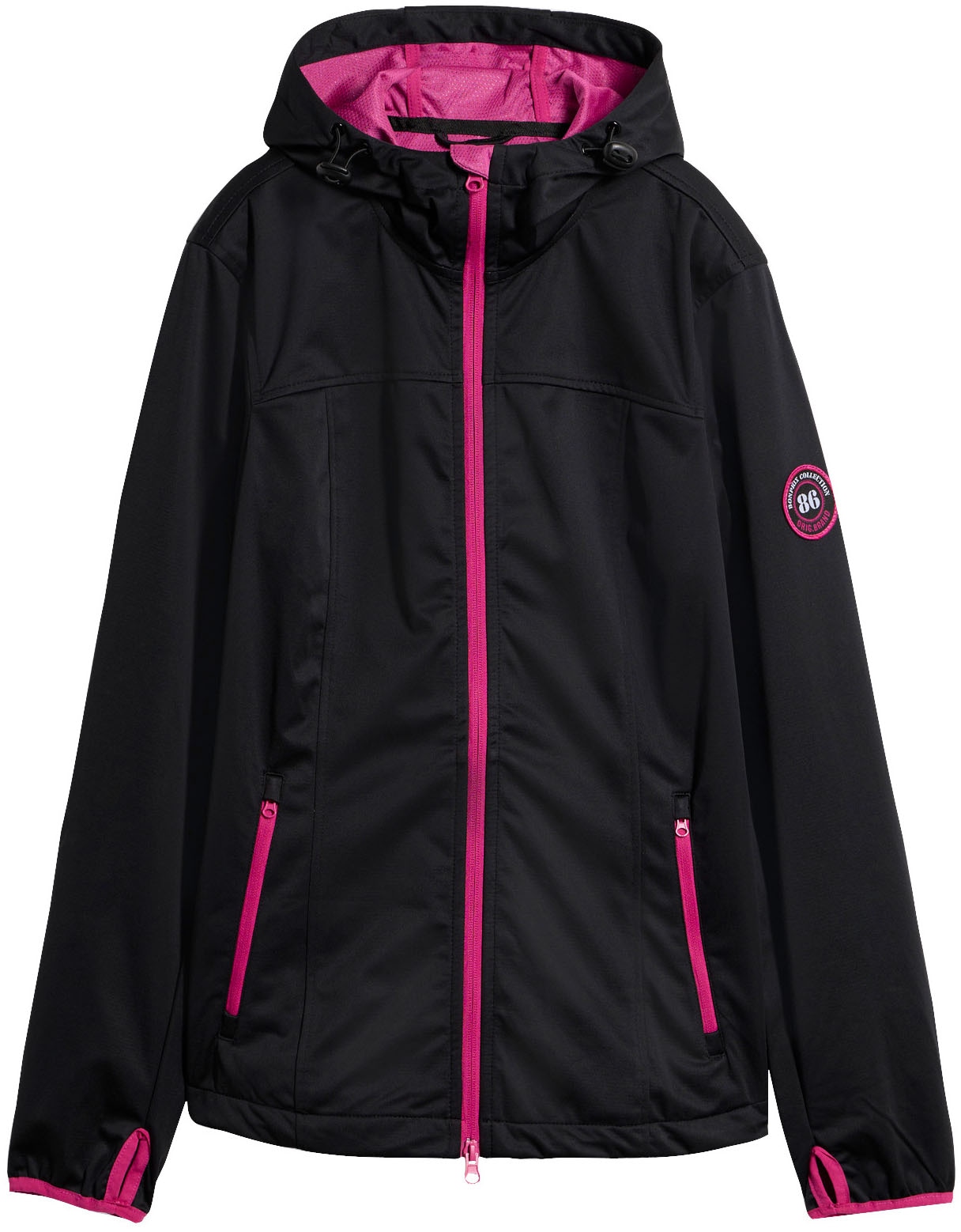 bonprix Softshelljacke mit Kapuze leichtes Material, mit 2-Wege-Reißverschluss, mit Daumenlöchern