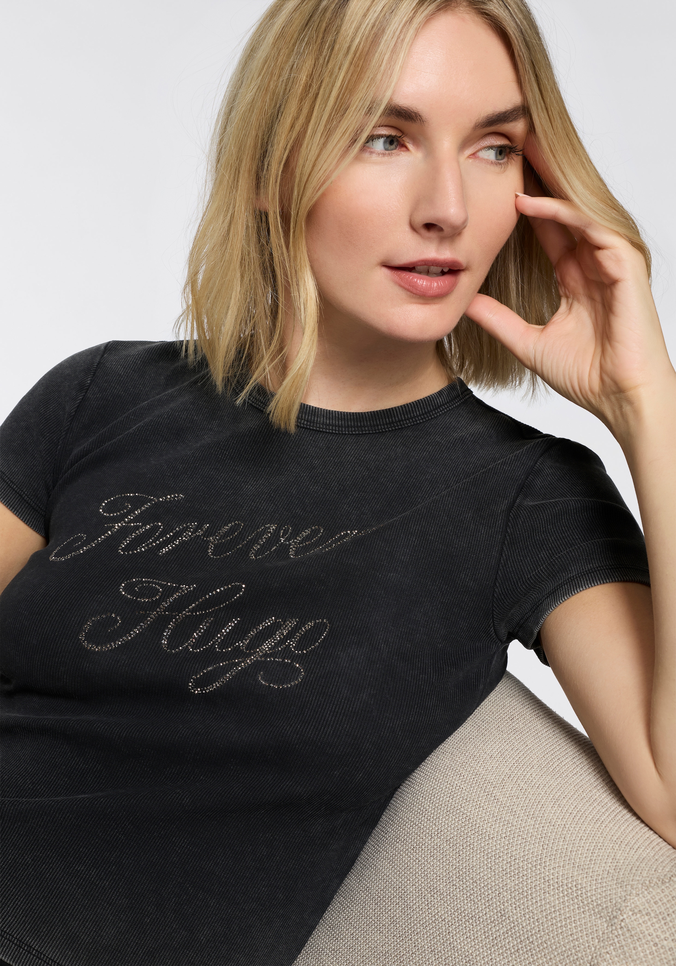 HUGO Blue T-Shirt »Dever«, mit Schriftzug vorn, Rundhals