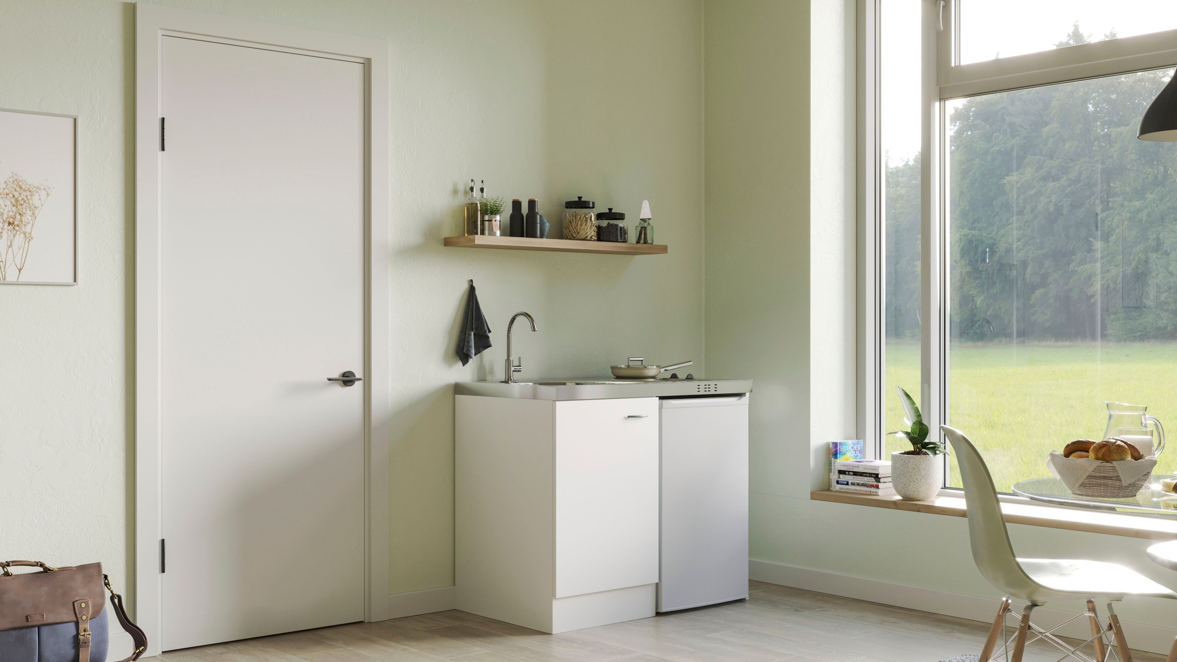 Flex-Well Küchenzeile »Pantry«, Gesamtbreite 100 cm, mit DUO Kochfeld und Kühlschrank