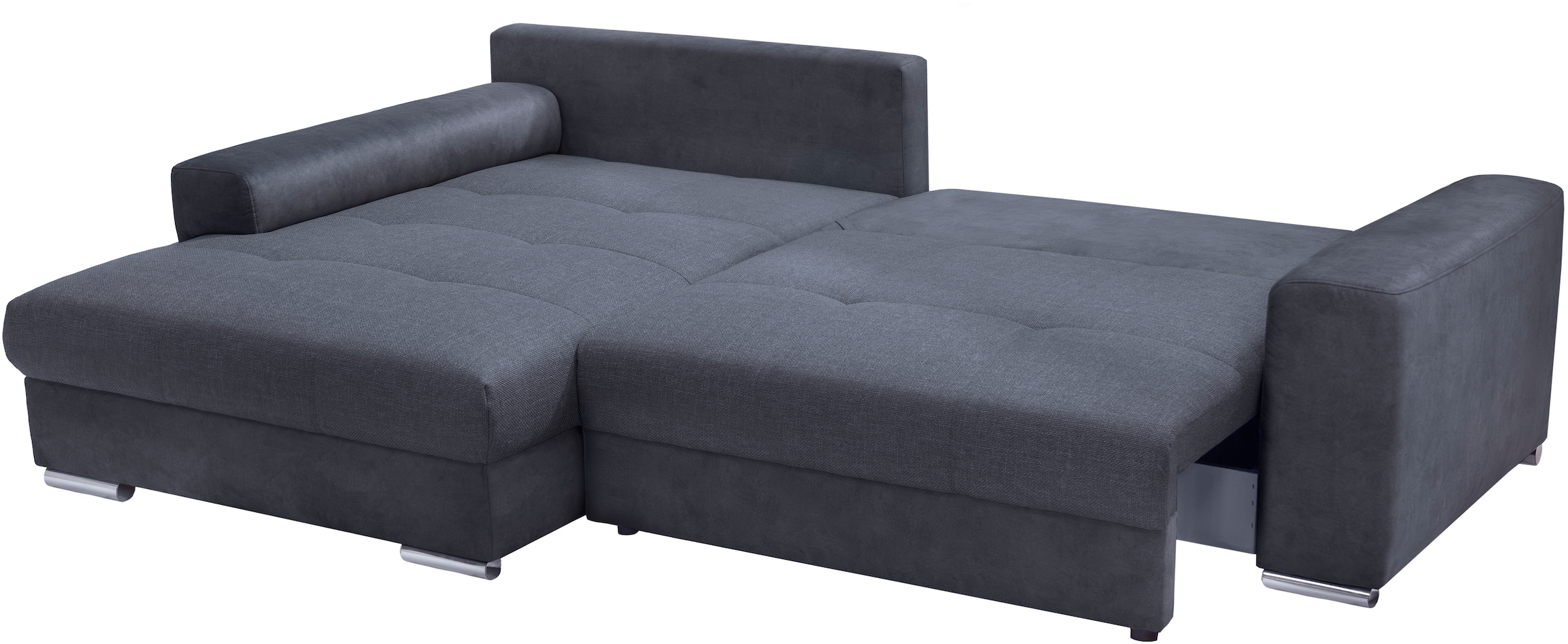 exxpo - sofa fashion Ecksofa »Larnaca, inkl. Bettfunktion und Bettkasten, bequem und komfortabel,«, mit extrabreiten Rückenkissen und 2 Zierkissen