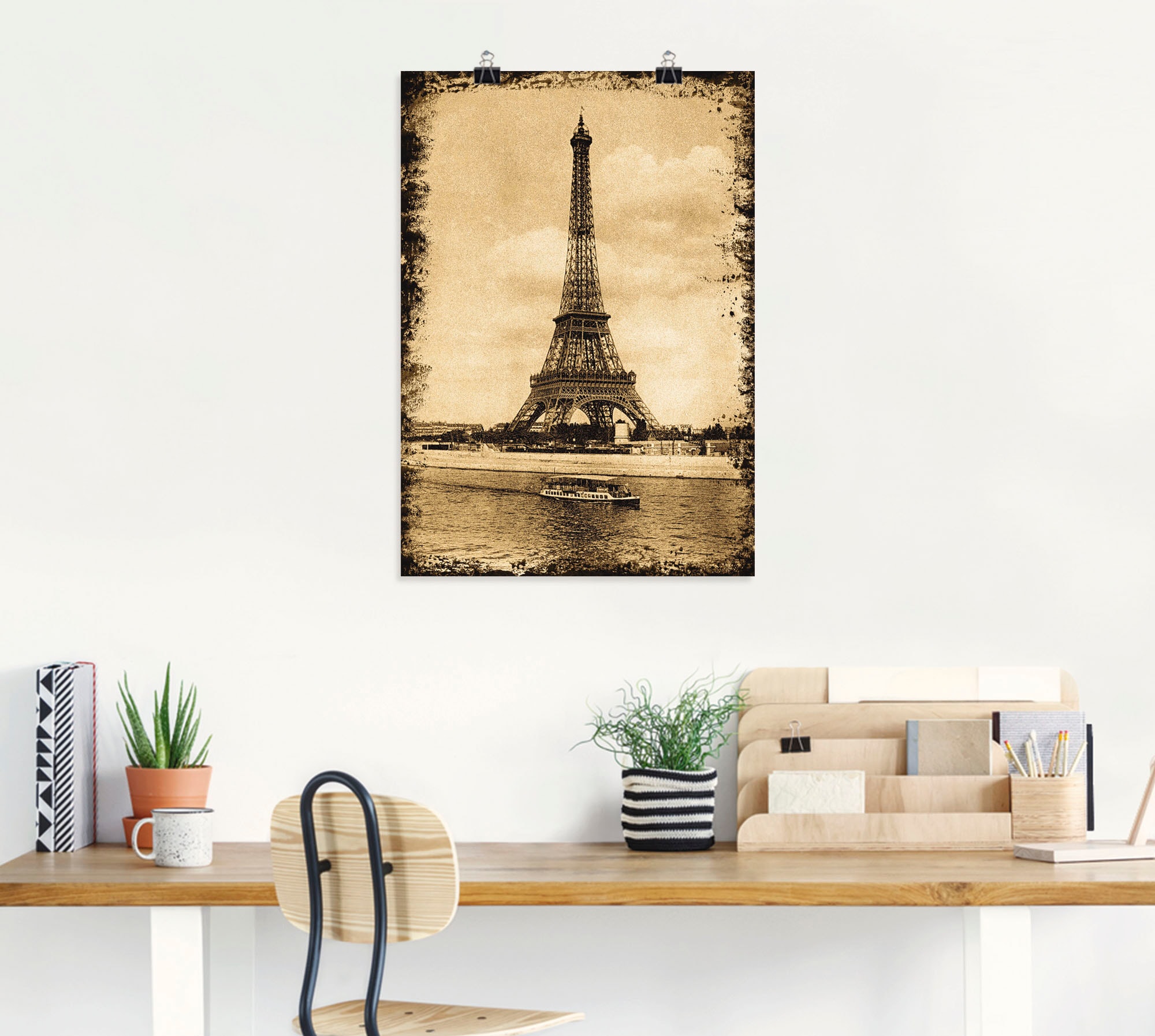 Artland Poster »Paris - Eiffelturm Vintage«, Gebäude, (1 St.), als Leinwandbild, Wandaufkleber oder Poster in versch. Größen