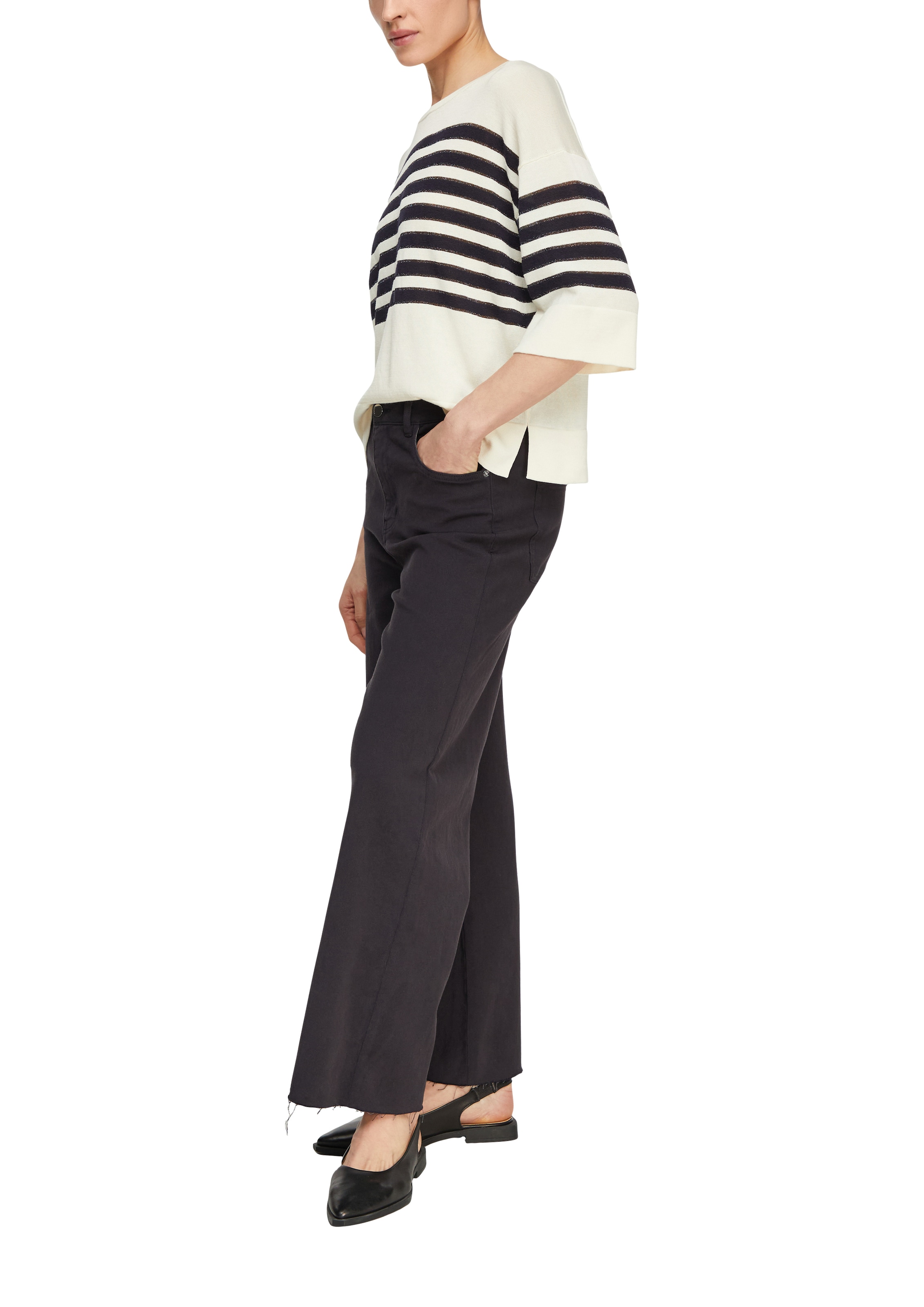 Comma Strandpullover mit 3/4-Ärmeln, atmungsaktiver und elastischer Materialmix