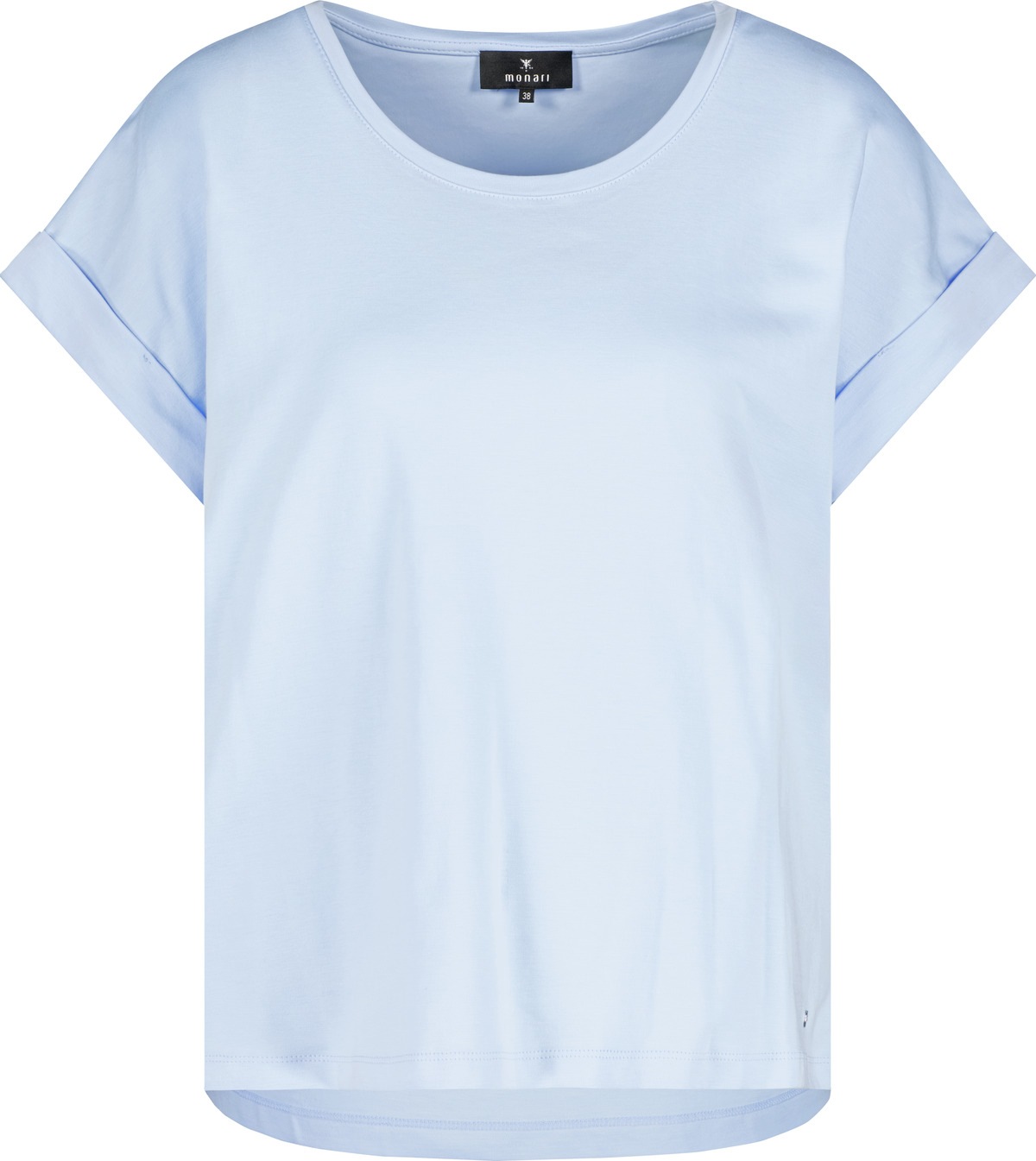 Monari T-Shirt »Pima uni« Rundhalsausschnitt, reine Baumwolle, Kurzarm mit Aufschlag