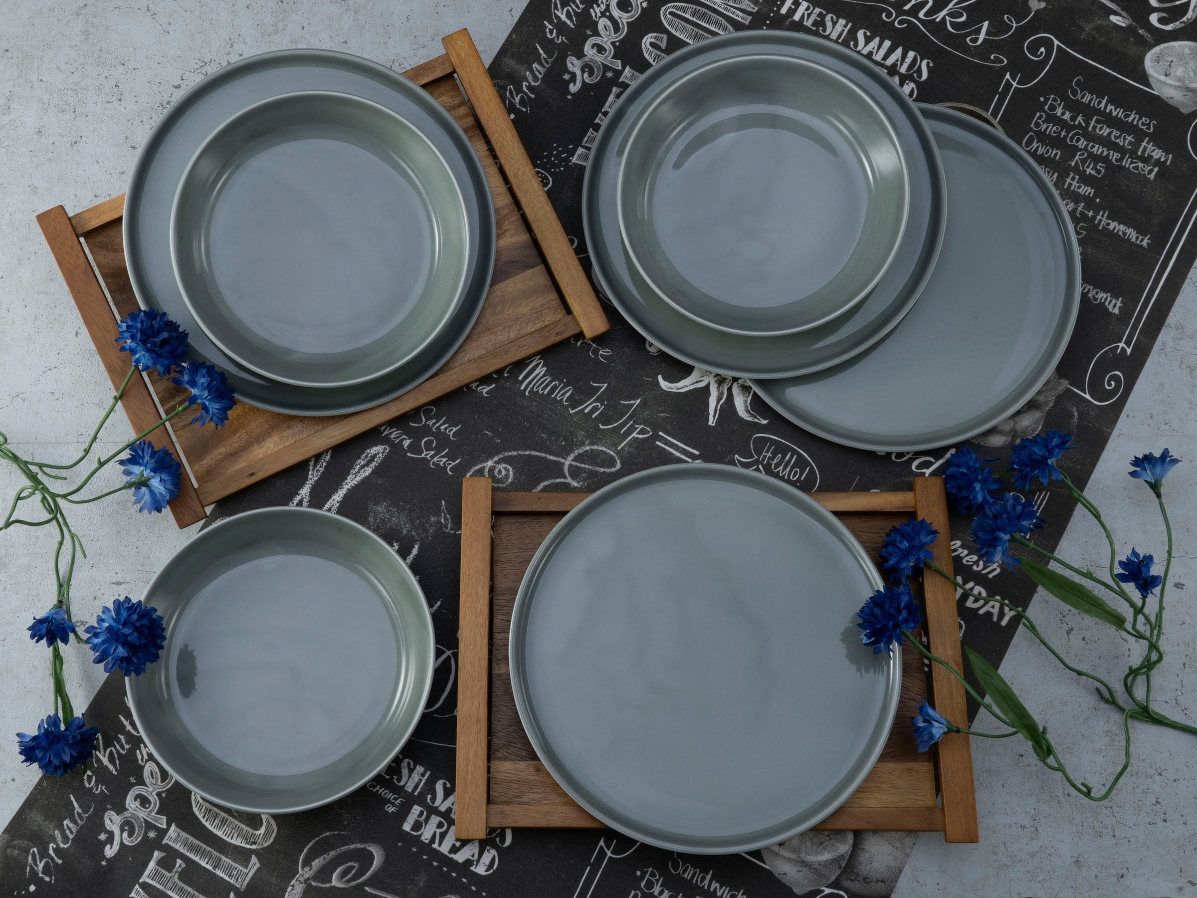 CreaTable Tafelservice »Teller Set, Geschirr-Set Chef Collection«, (Set, 12 tlg., Teller Set für 6 Personen), Suppenteller, Speiseteller, nordisches Design, 12 Teile für 6 Personen