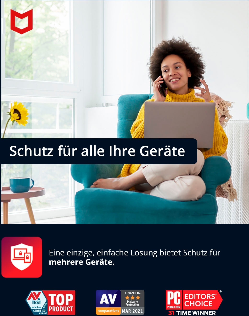 McAfee Virensoftware »McAfee Total Protection 5 Geräte - 1 Jahr«, Download Code in einer Box / Windows, Mac, iOS, Android