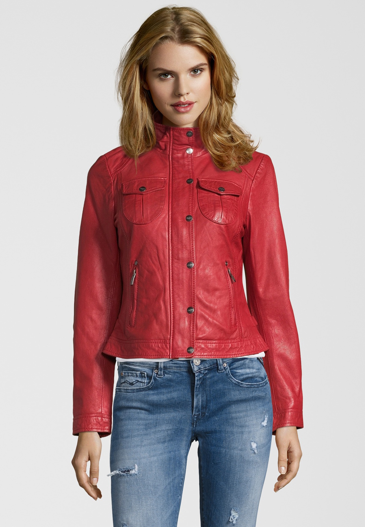 Buffalo Lederjacke »BE Wonderful«, mit aufgesetzten Brusttaschen
