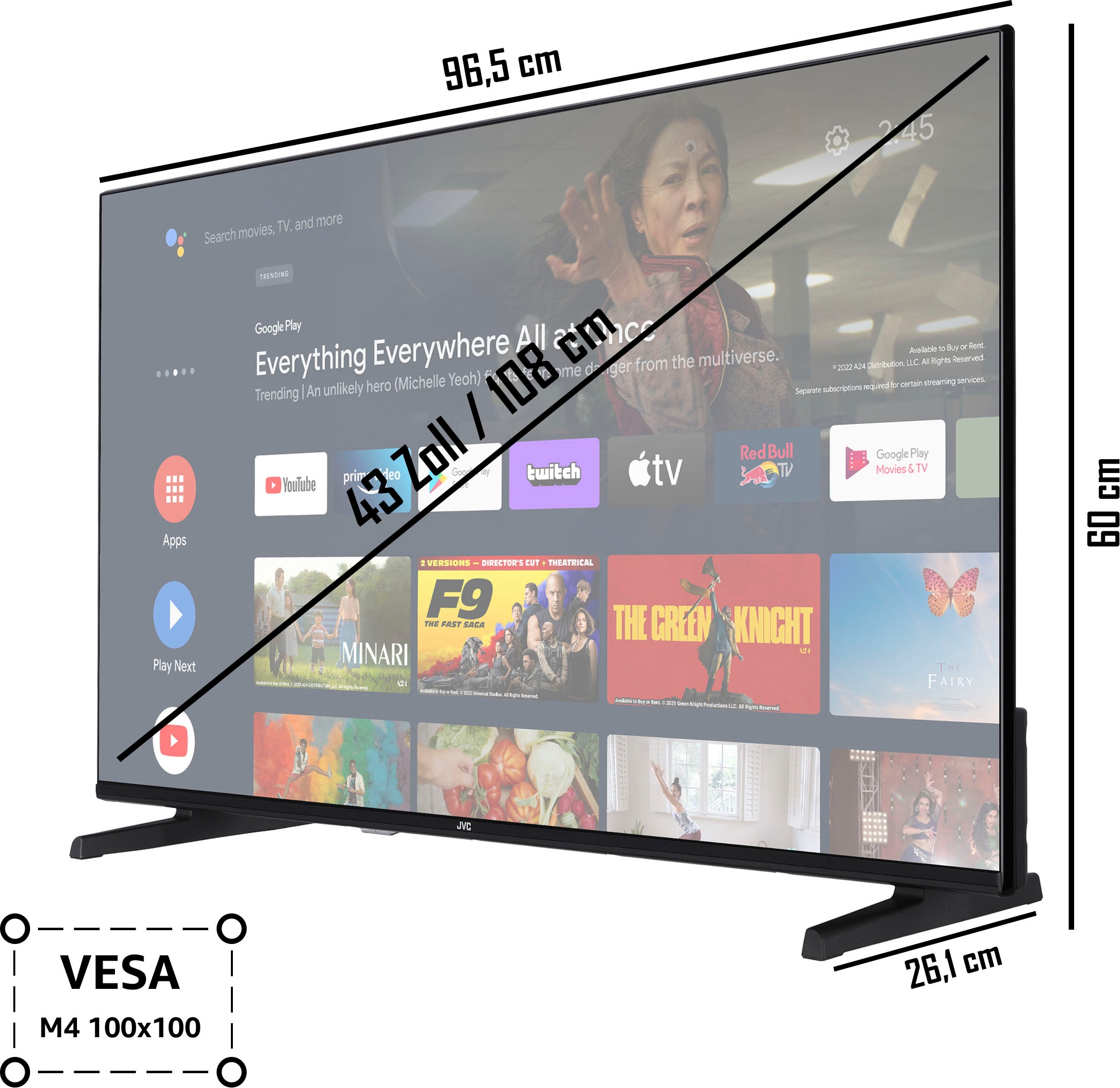 JVC LED-Fernseher »LT-43VA3355«, 4K Ultra HD, Android TV-Smart-TV