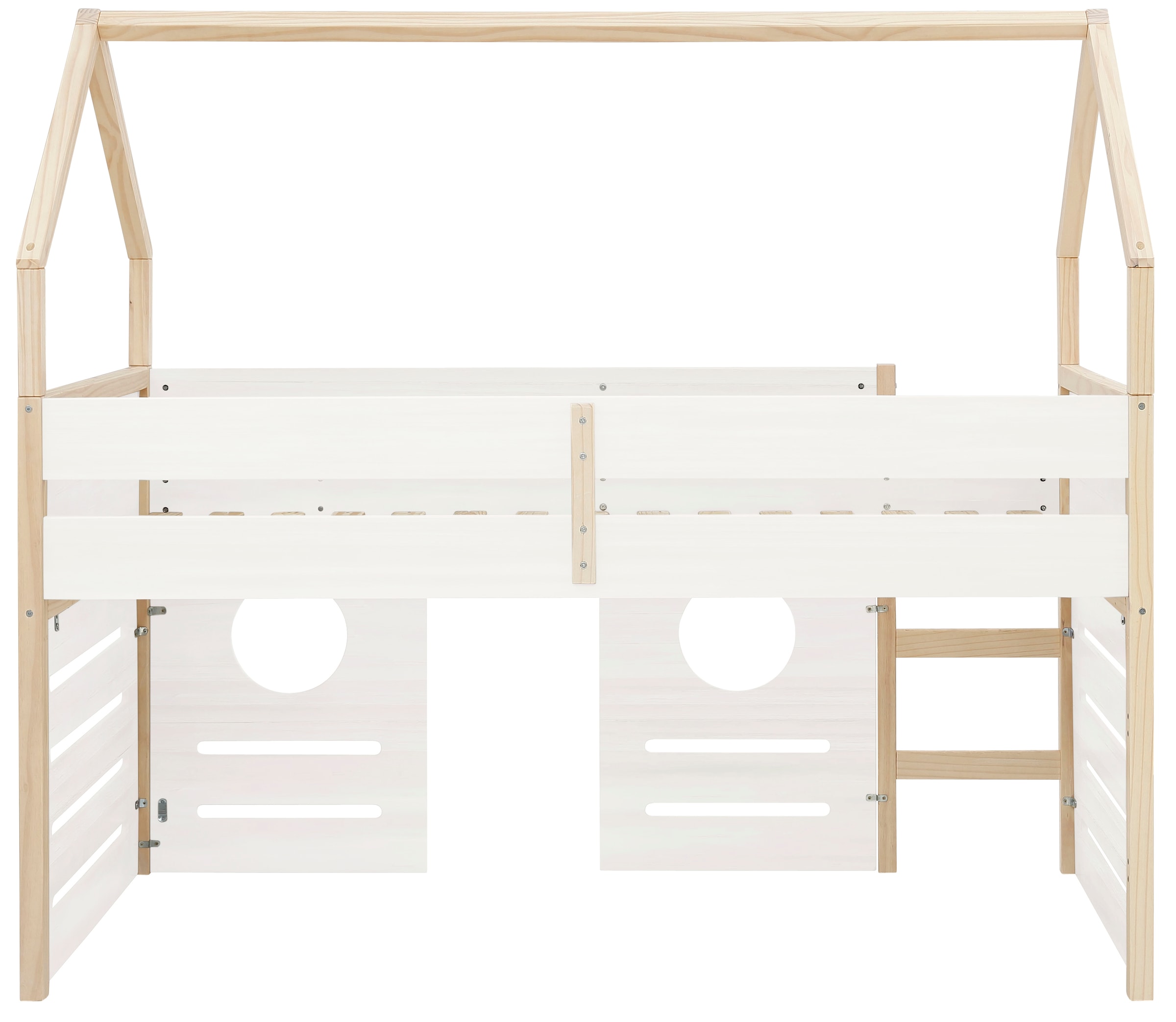 Lüttenhütt Hochbett »Janne«, Kiefernholz, Einzelbett, inklusive Holzleiter, Liegefläche 90x200 cm