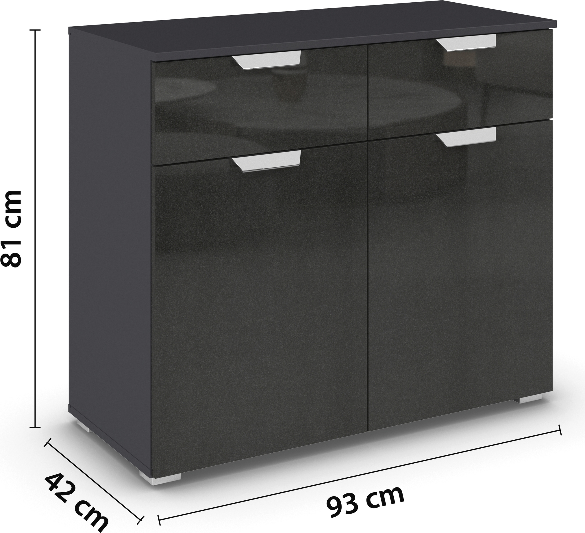 rauch Kombikommode »Glamour by Aditio«, mit Hochglanzfront, 2 Schubladen mit Softclose-Funktion