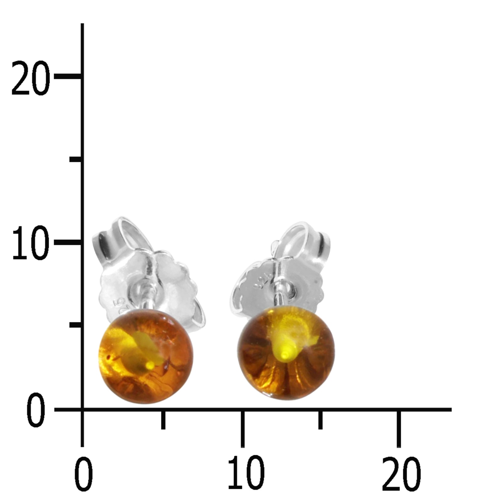 OSTSEE-SCHMUCK Paar Ohrstecker »- Klassisch 6 mm - Silber 925/000 - Bernstein«
