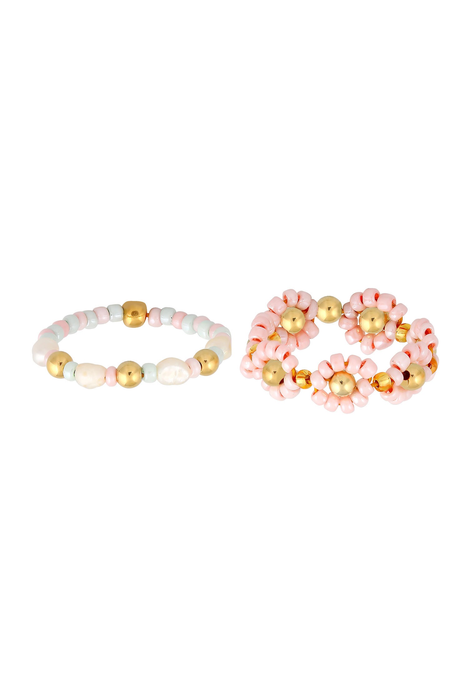 Elli Ring-Set »Ring Glas Beads Süßwasserperlen 2er Set 925 Silber«