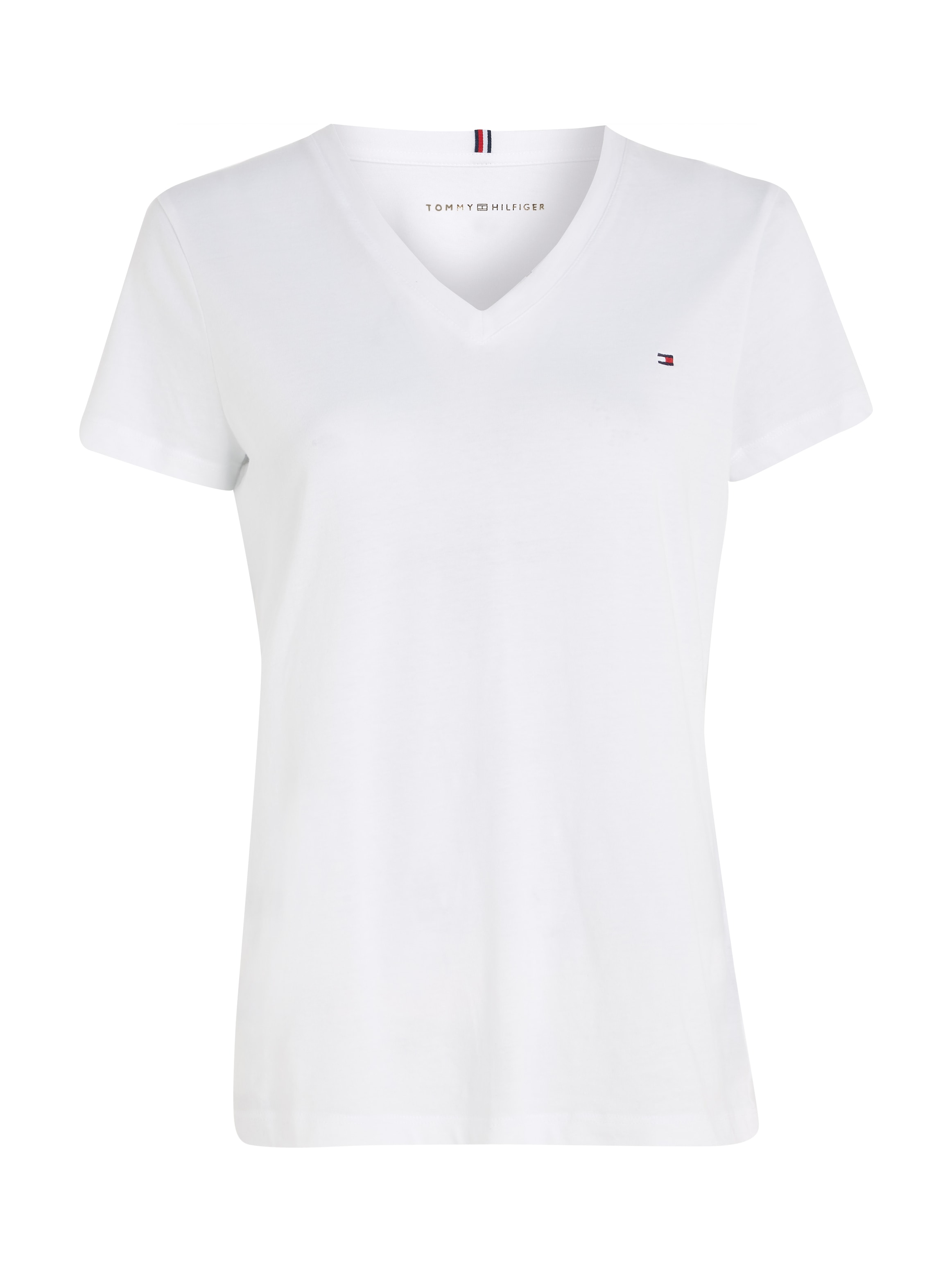 Tommy Hilfiger T-Shirt »HERITAGE V-NK TEE«, mit Tommy Hilfiger Logo-Flag auf der Brust