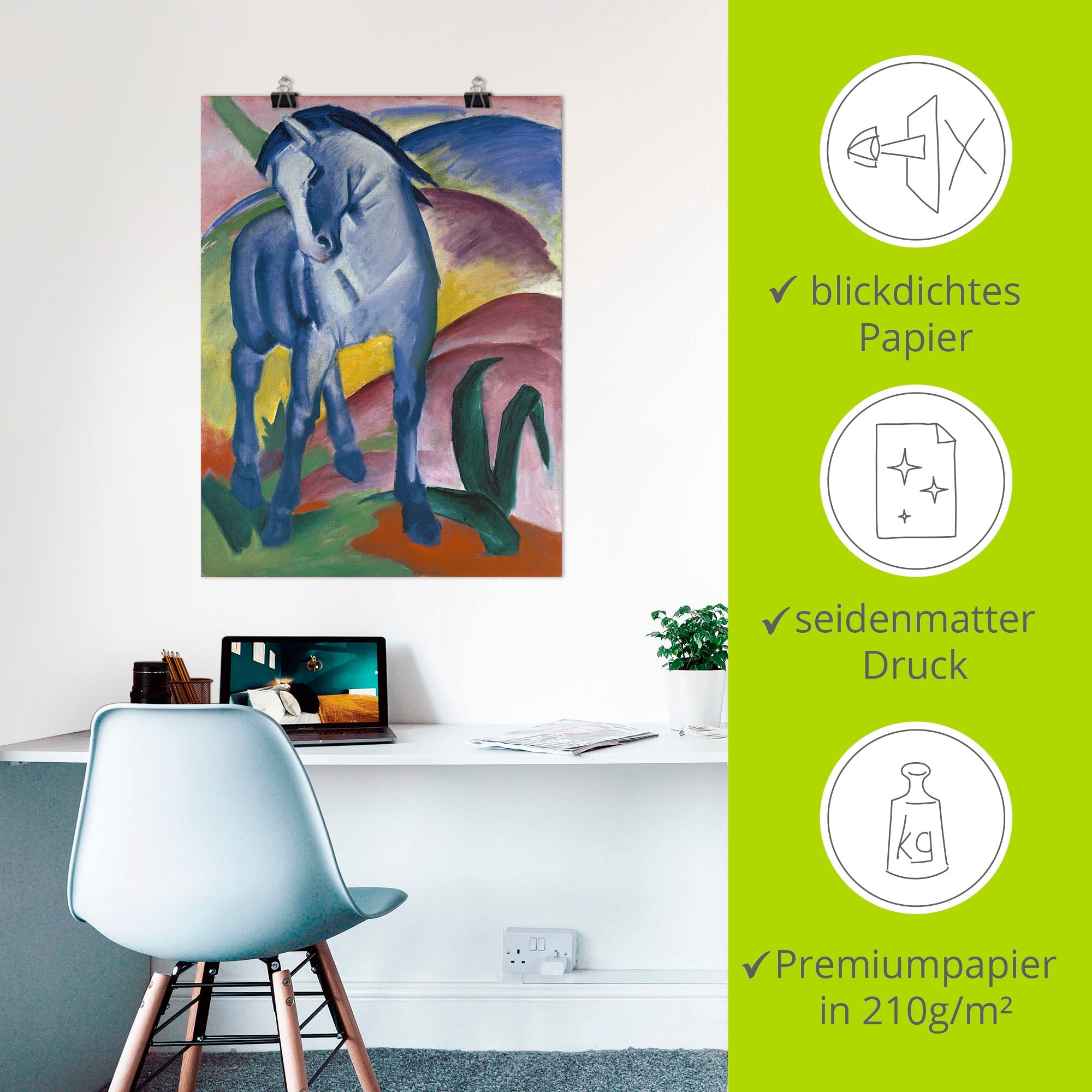 Artland Wandbild »Blaues Pferd I. 1911.«, Haustiere, (1 St.), als Alubild, Outdoorbild, Leinwandbild, Poster, Wandaufkleber