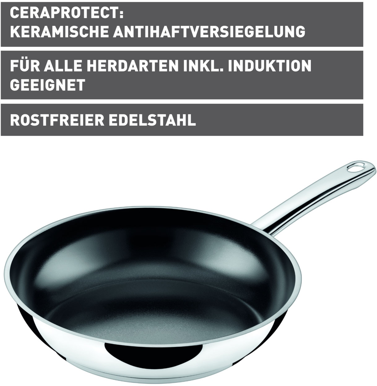 Silit Bratpfanne »Talis, induktionsgeeignete Pfanne«, Cromargan® Edelstahl Rostfrei 18/10, (1 tlg.), mit keramischer Beschichtung, für alle Herdarten geeignet