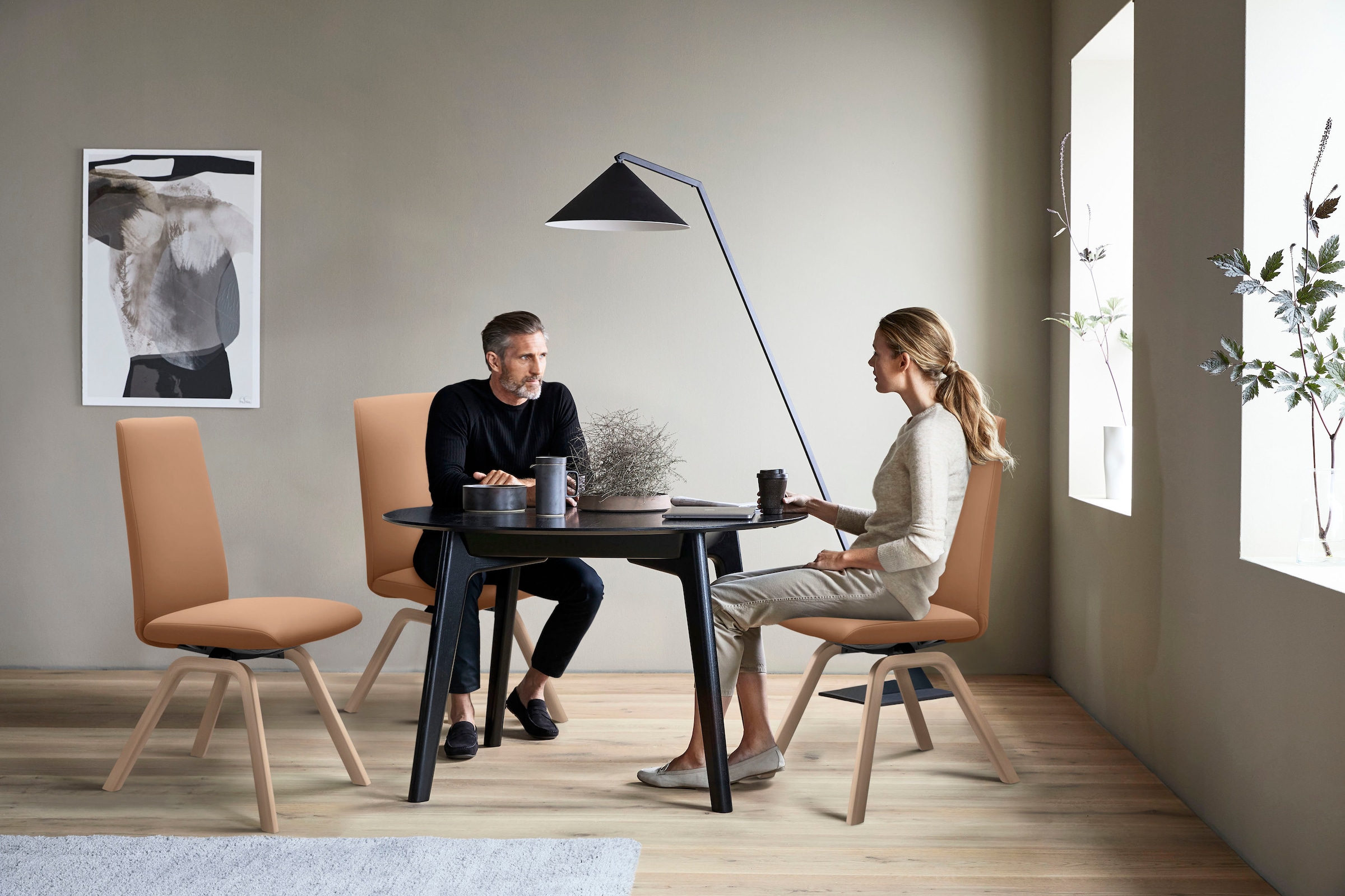 Stressless® Polsterstuhl »Laurel«, Leder PALOMA, High Back, Größe M, mit schräggestellten Beinen in Schwarz