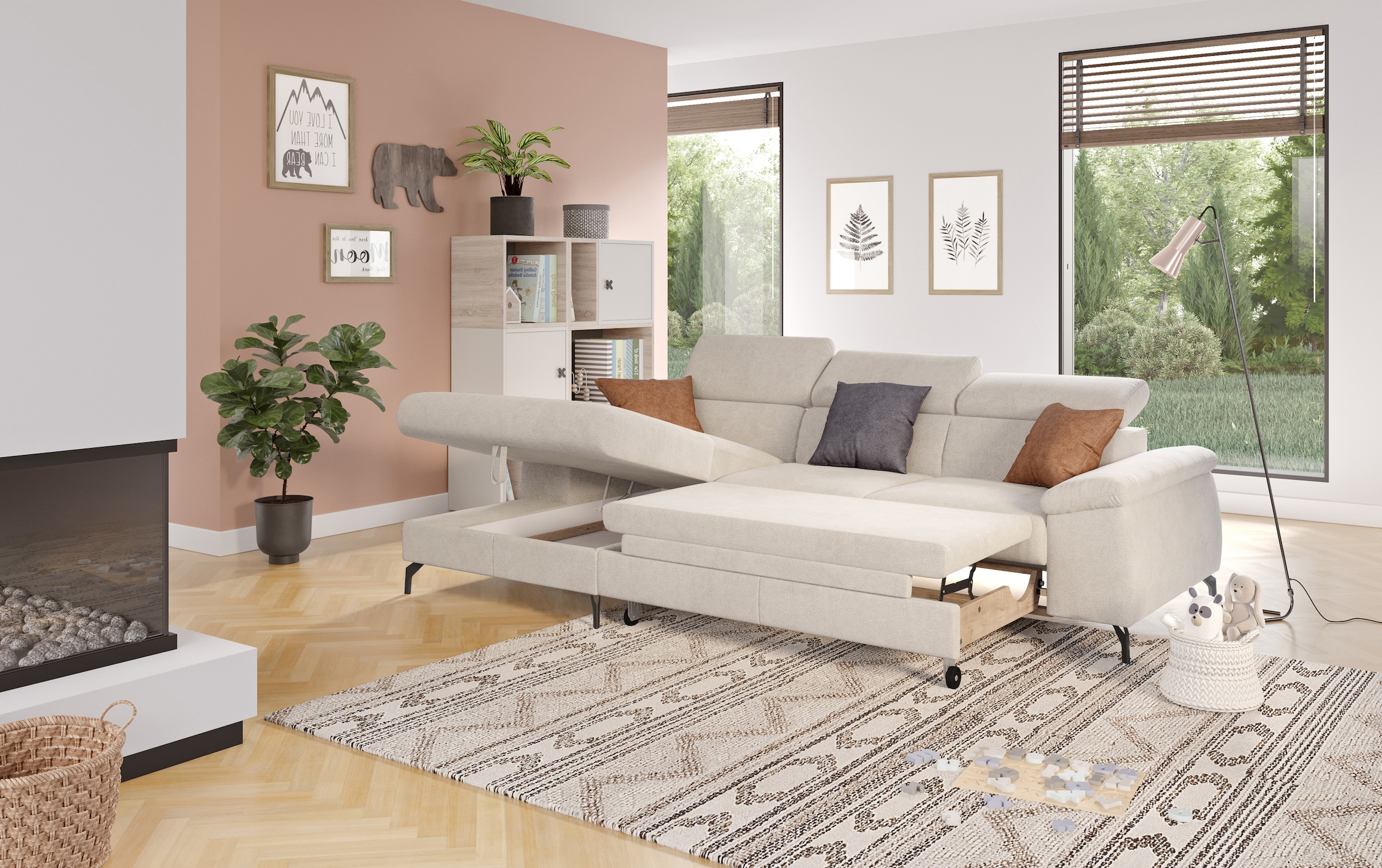 COTTA Ecksofa »Kitty L-Form«, mit Kopfteilverstellung, wahlweise mit Bettfunktion & Bettkasten