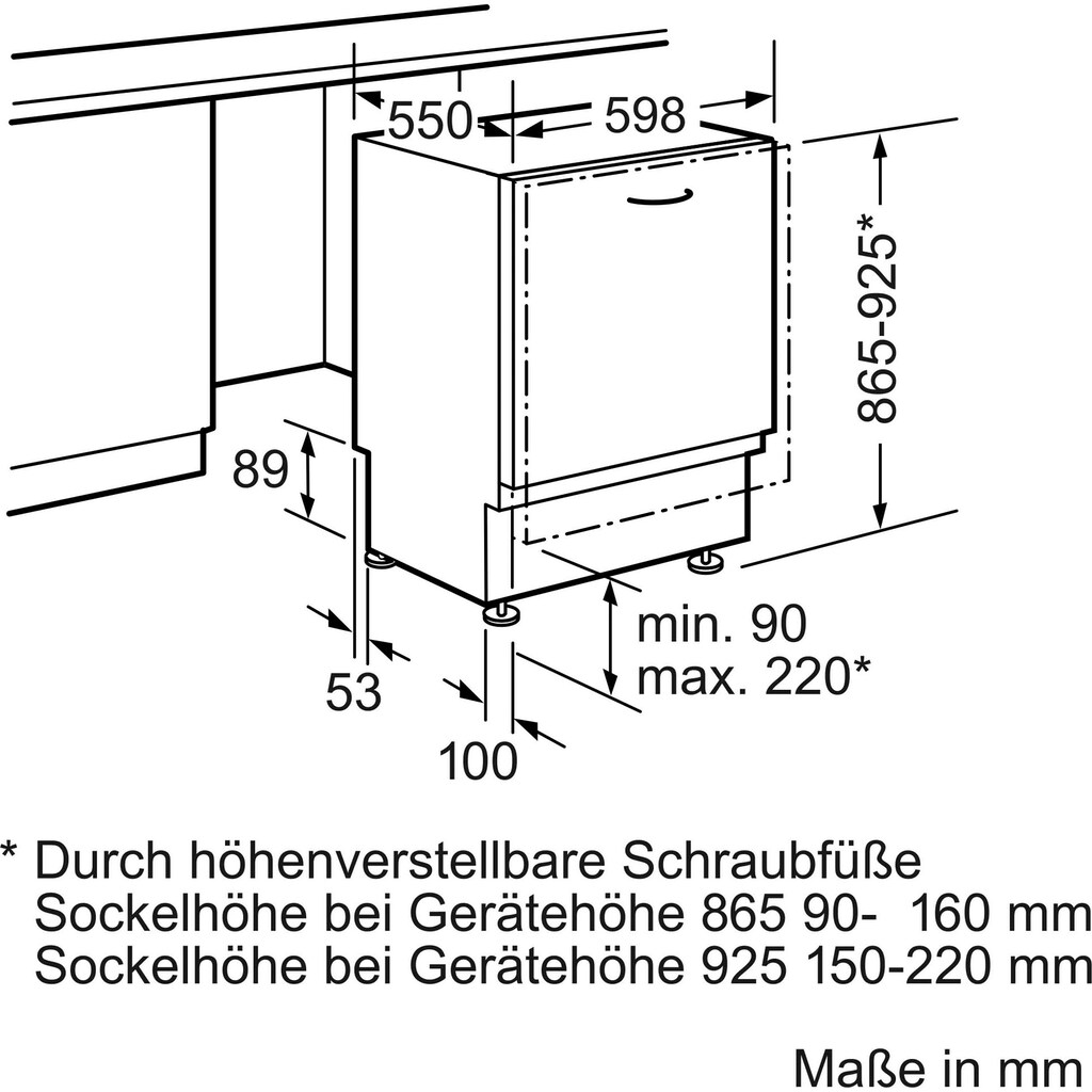 SIEMENS vollintegrierbarer Geschirrspüler »SX636X01GE«, iQ300, SX63HX36TE, 12 Maßgedecke