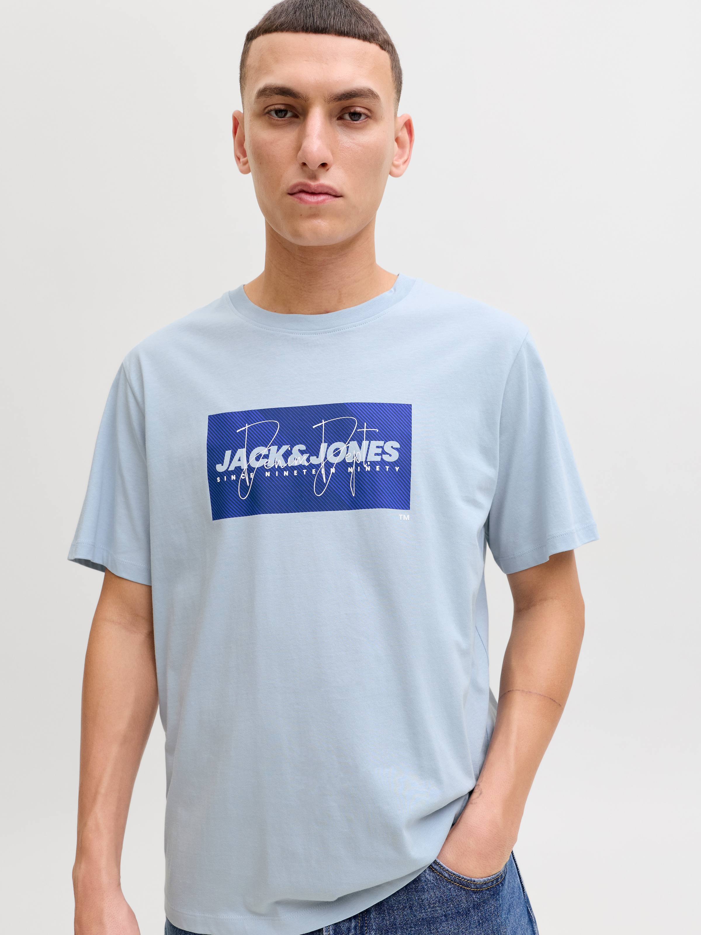 Jack & Jones Rundhalsshirt »JJCOLE PRINT TEE SS CREW NECK«