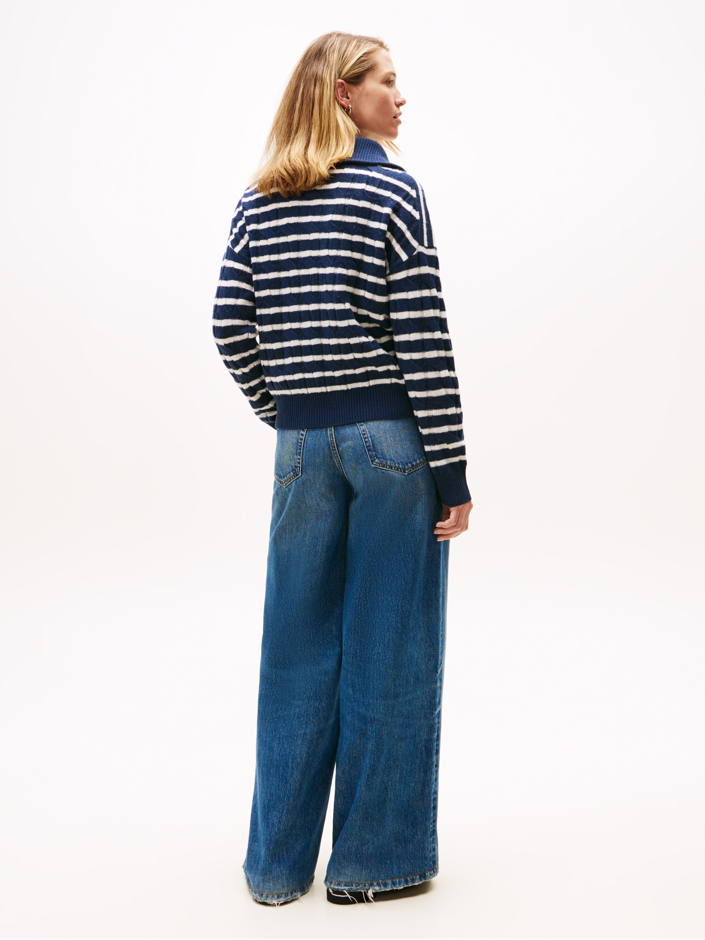 Tommy Hilfiger Troyer »SOFT WOOL CABLE 1/2 ZIP LS SWT« mit Zopfmuster, aus reiner Wolle