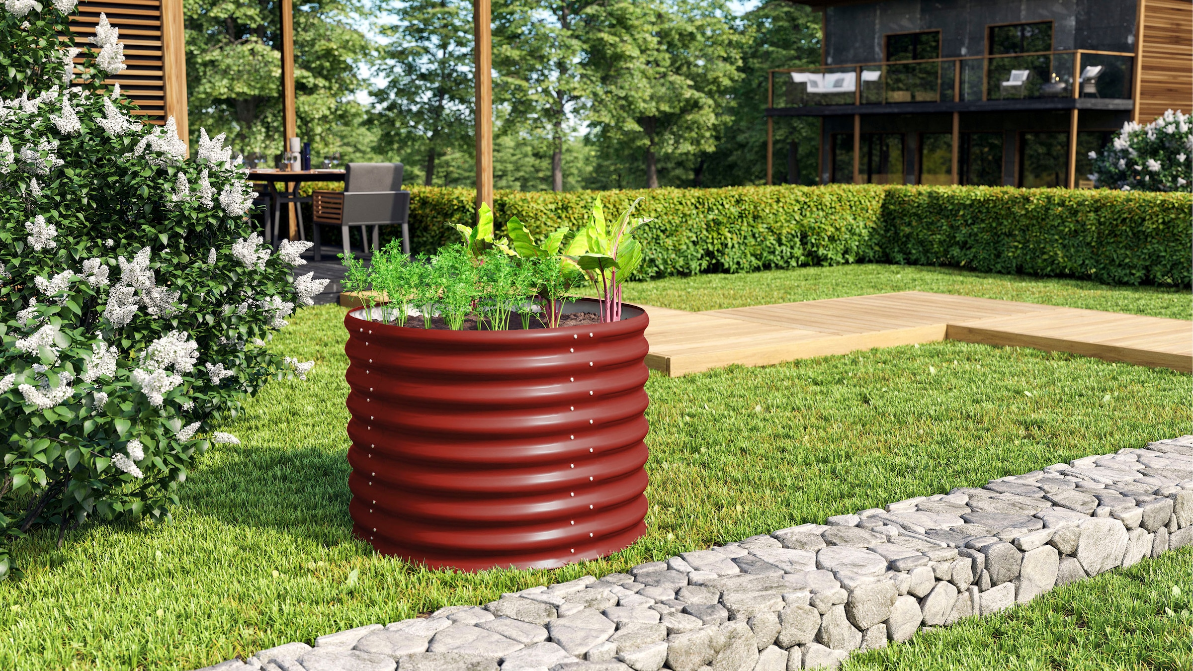 Vitavia Hochbeet »Terra Rund 630«, BxTxH: 82x82x63 cm, rubin