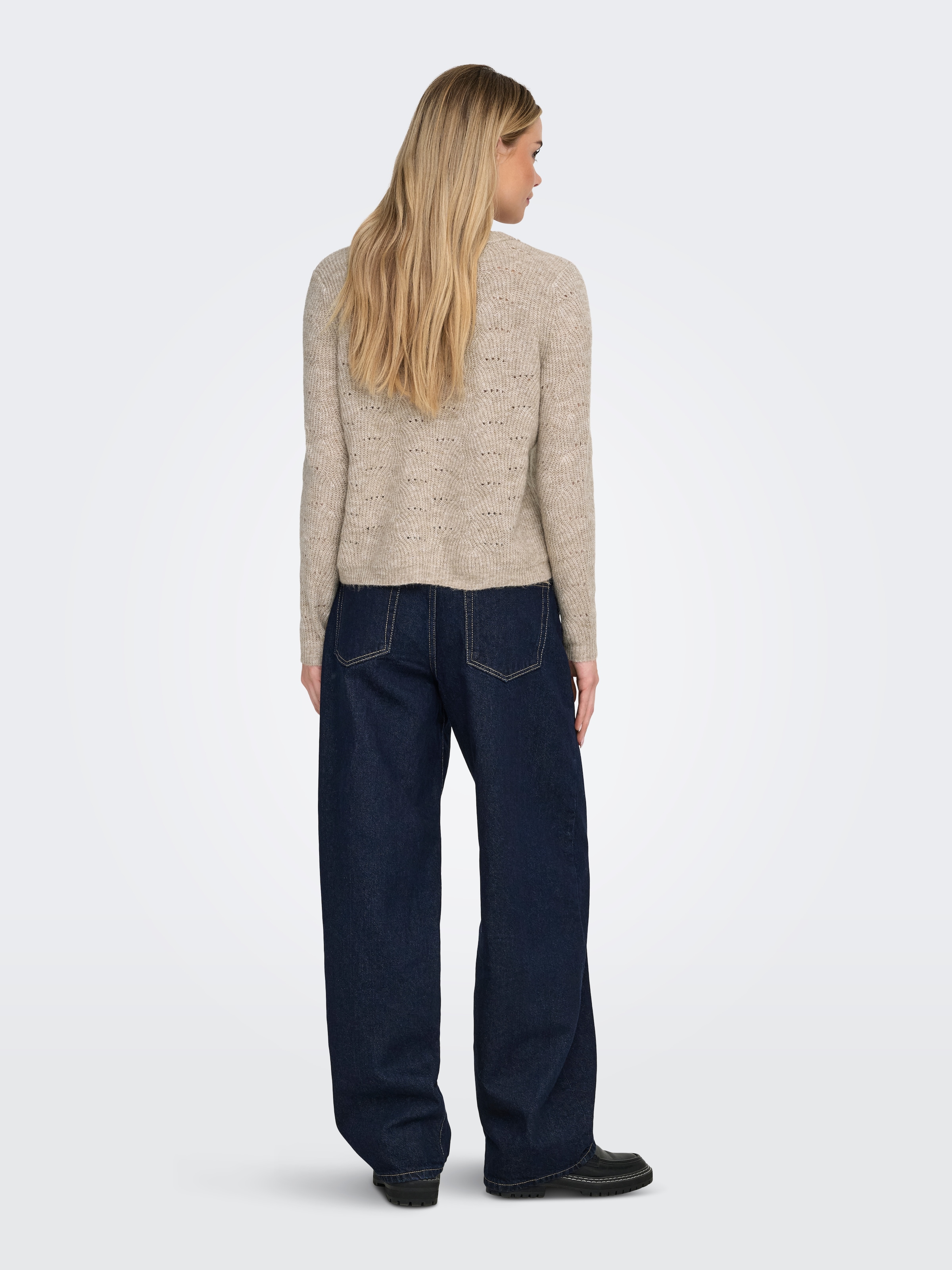 ONLY Rundhalspullover »ONLLOLLI L/S PULLOVER KNT NOOS« Materialmix