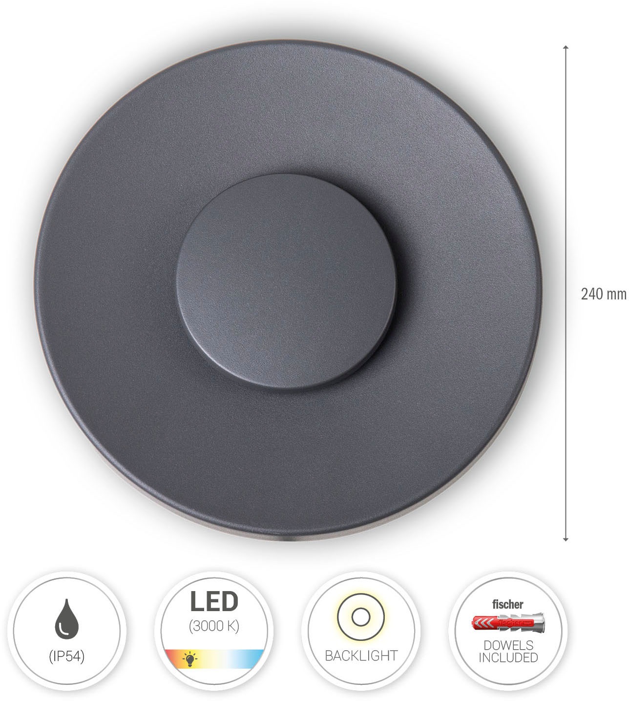 Paco Home Wandleuchte »AURORA«, LED In & Outdoor Aussen 3000K Terrasse Rund IP54 Flur Aluminium