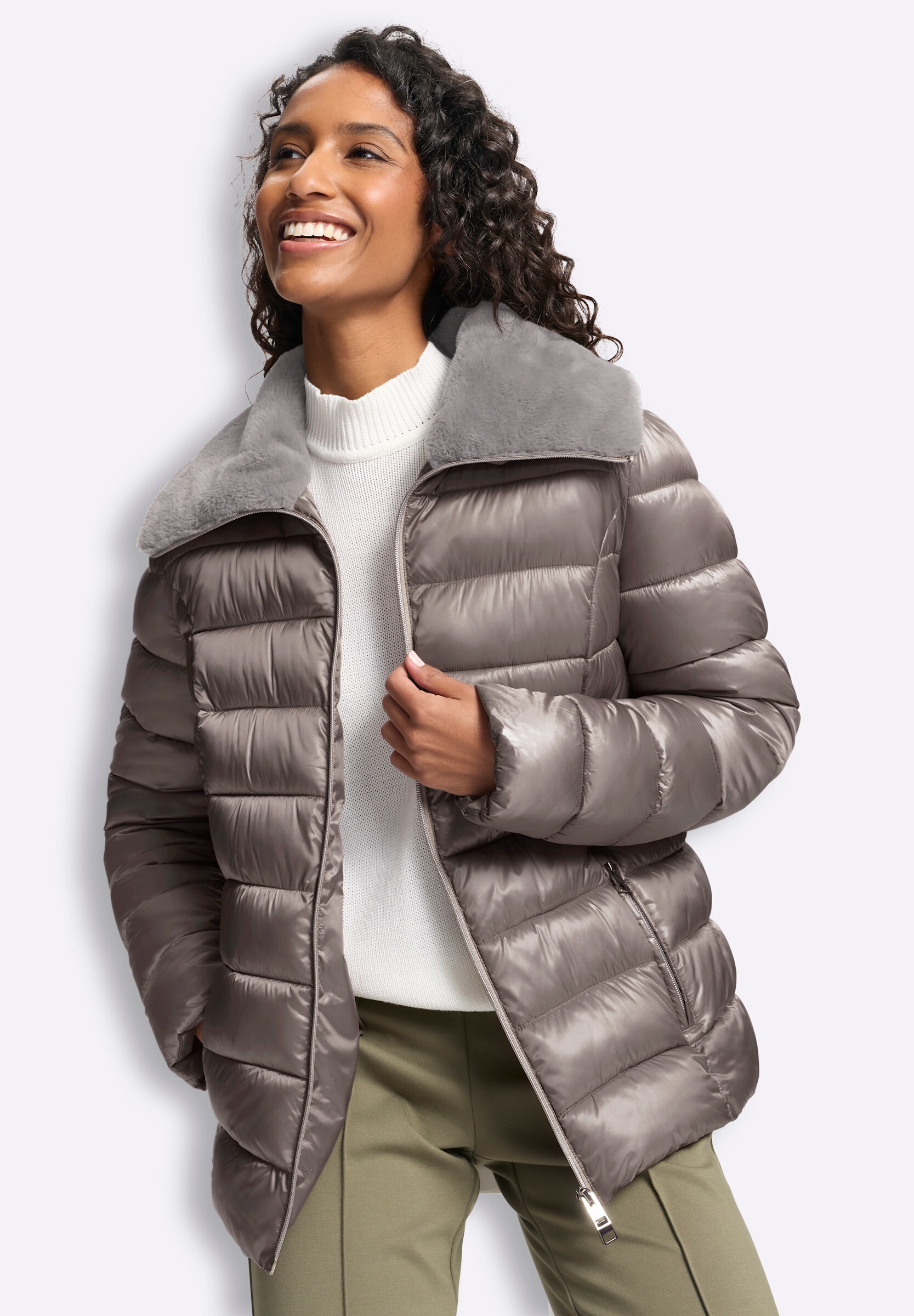 heine Steppjacke »Steppjacke Steppjacke mit Fell-Imitat« ohne Kapuze