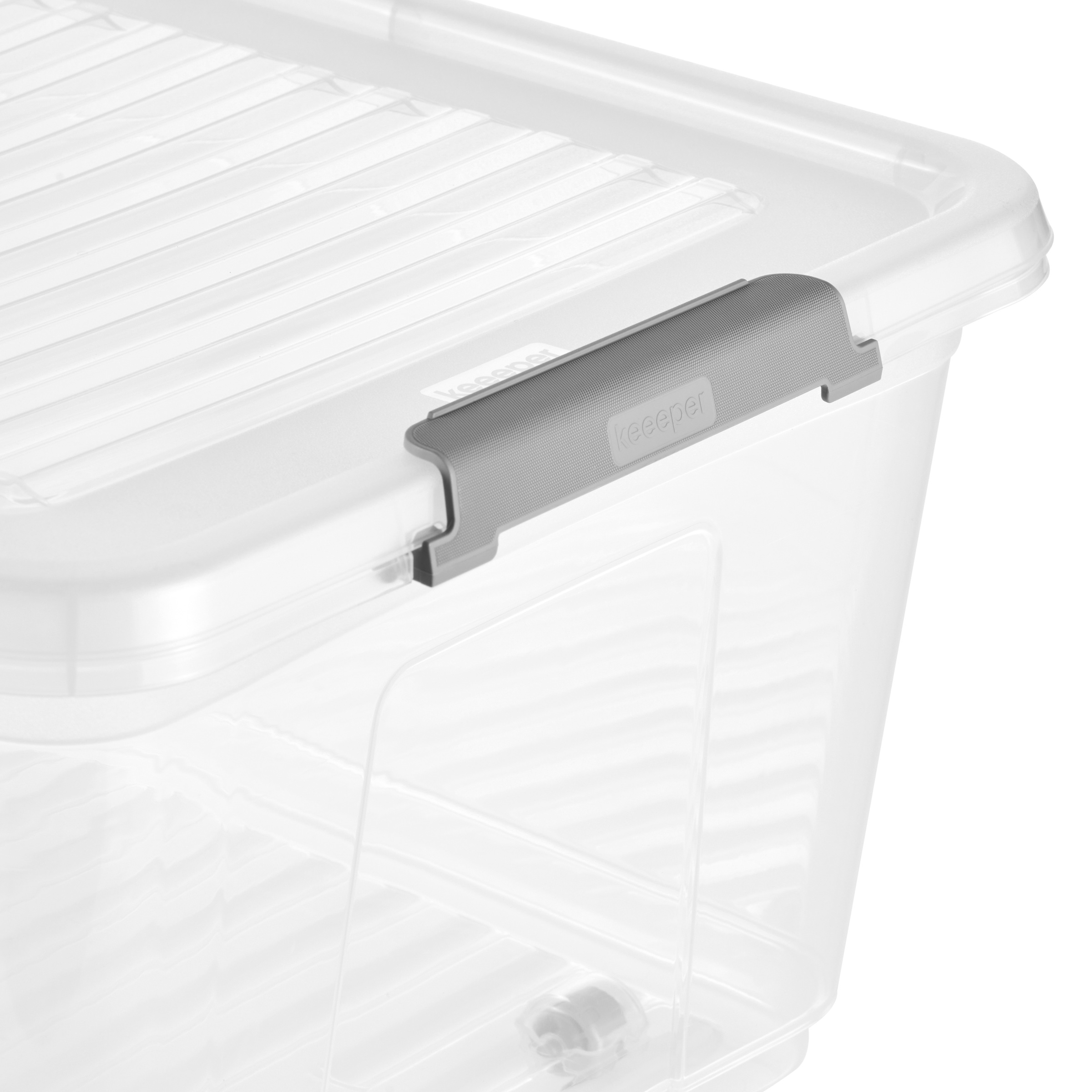 keeeper Aufbewahrungsbox »Clipbox Leo (Set 3 St.) 37 L, 59 x 38 x 24 cm« Schanierclips, Doppelöffnung, 90° drehbare Räder, fixierbarer Deckel