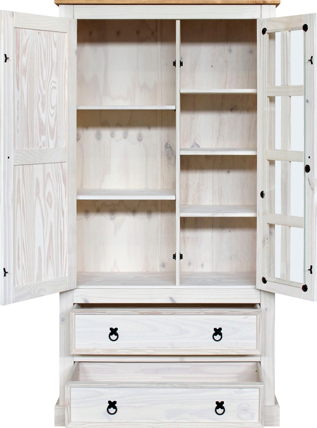 Möbilia Vitrine Ziergriffe und Scharniere aus Metall