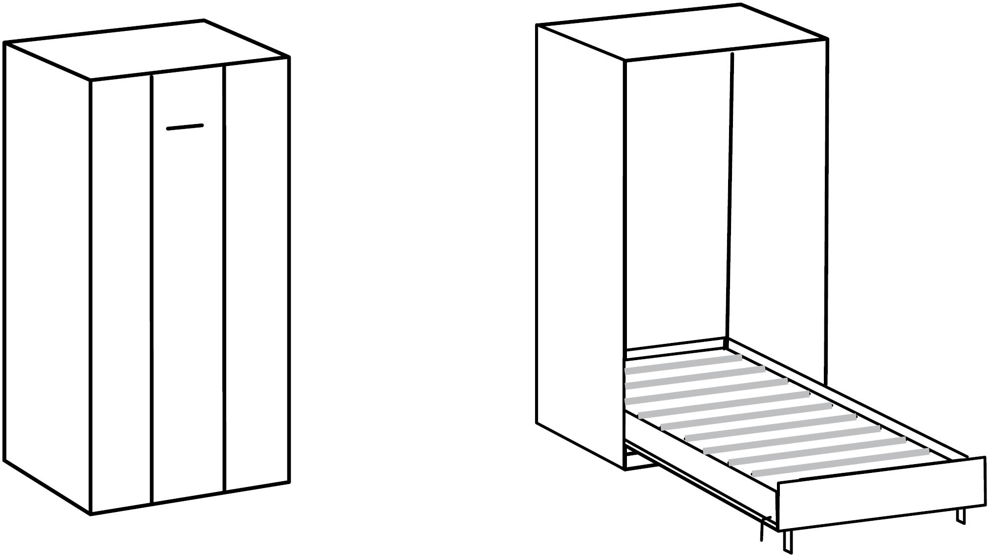 Wimex Schrankbett »Juist Schrankklappbett Gästebett« vertikal klappbar, 3 Liegeflächen, mit Lattenrost, Made in Germany