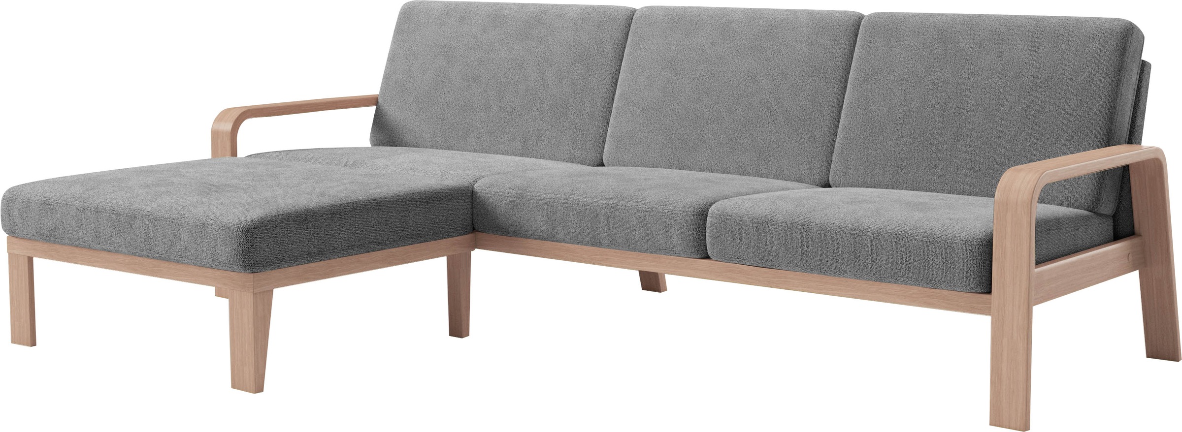 sit&more Ecksofa »Kolding L-Form«, Armlehnen aus Buchenholz in natur, verschiedene Bezüge und Farben