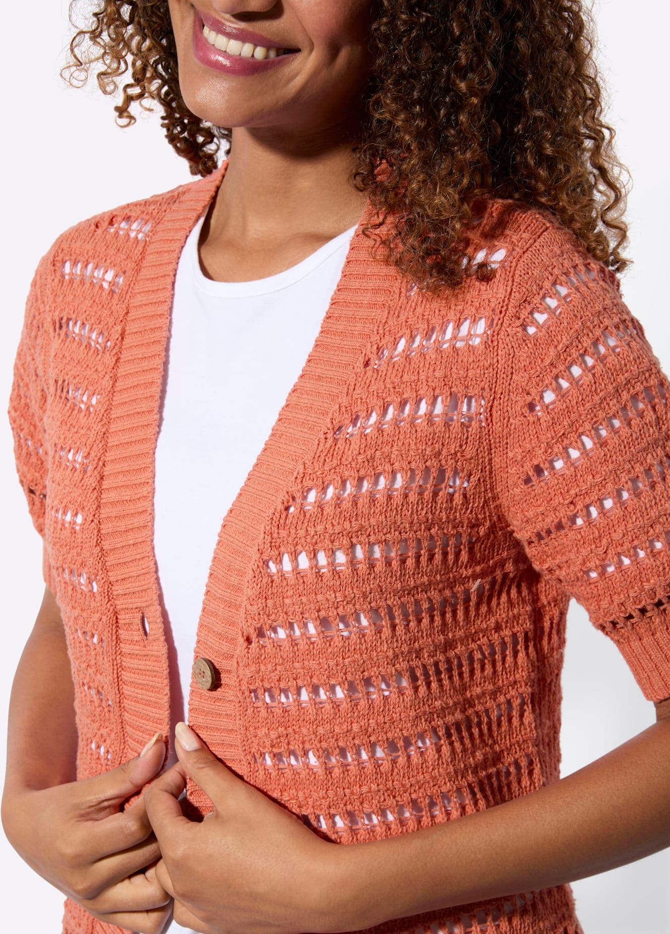 creation L Ajourstrickjacke