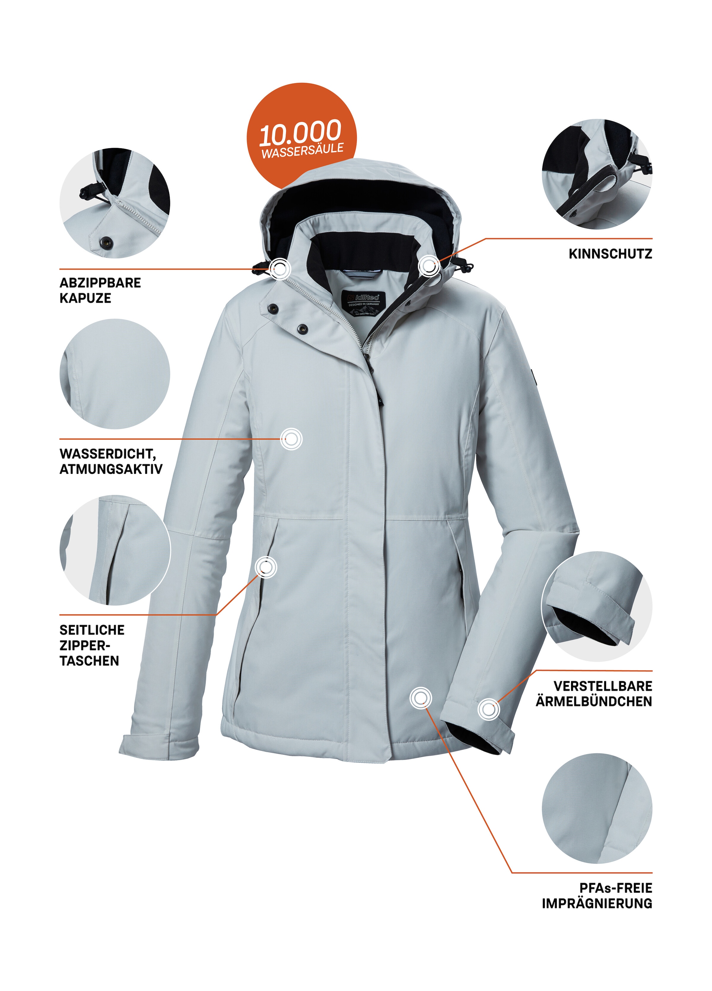 Killtec Outdoorjacke »KOW 37 WMN JCKT«, Wasserdichte Damen Funktionsjacke mit abnehmbarer Kapuze