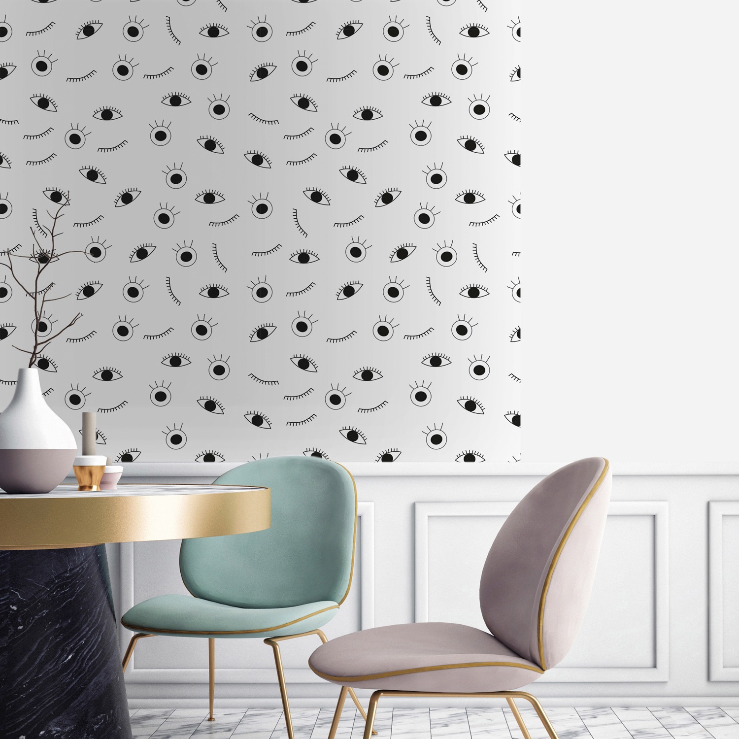 queence Vinyltapete »Augen«, 90x250cm, selbstklebend, kinderleichte Anbringung, Sticker