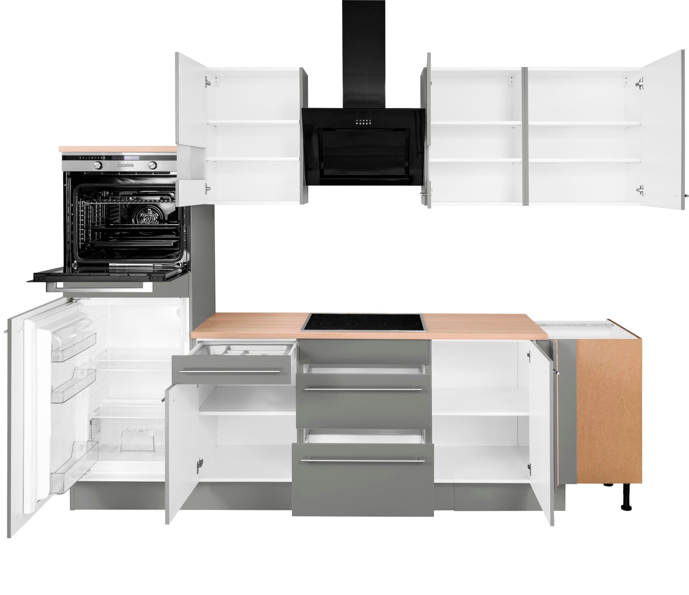 OPTIFIT Winkelküche »Bern mit Hanseatic-E-Geräten«, Stellbreite 285x175 cm, mit Induktionskochfeld, Soft-Close